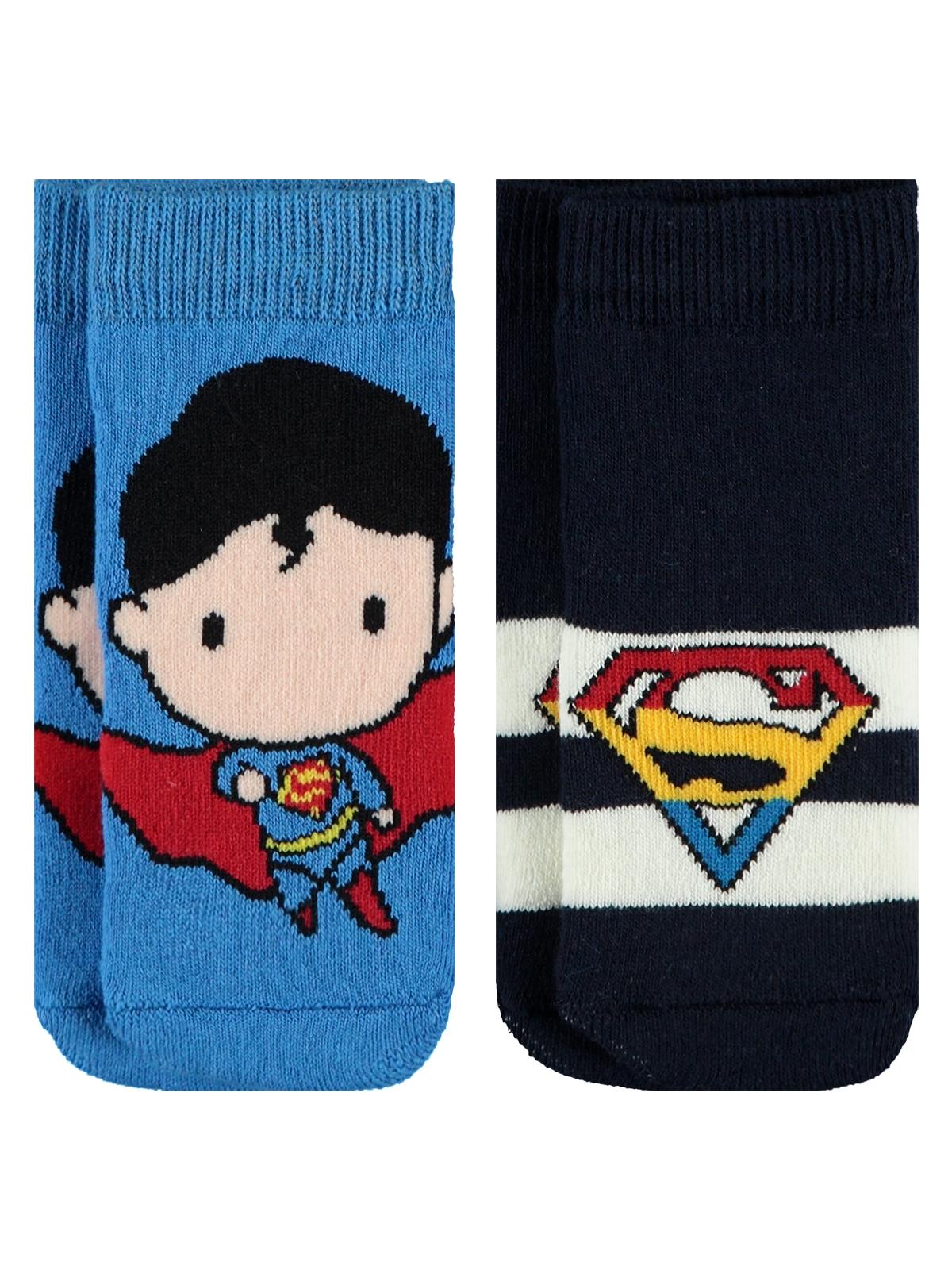 Superman Erkek Bebek 2'li Çorap Set 0-24 Ay Lacivert