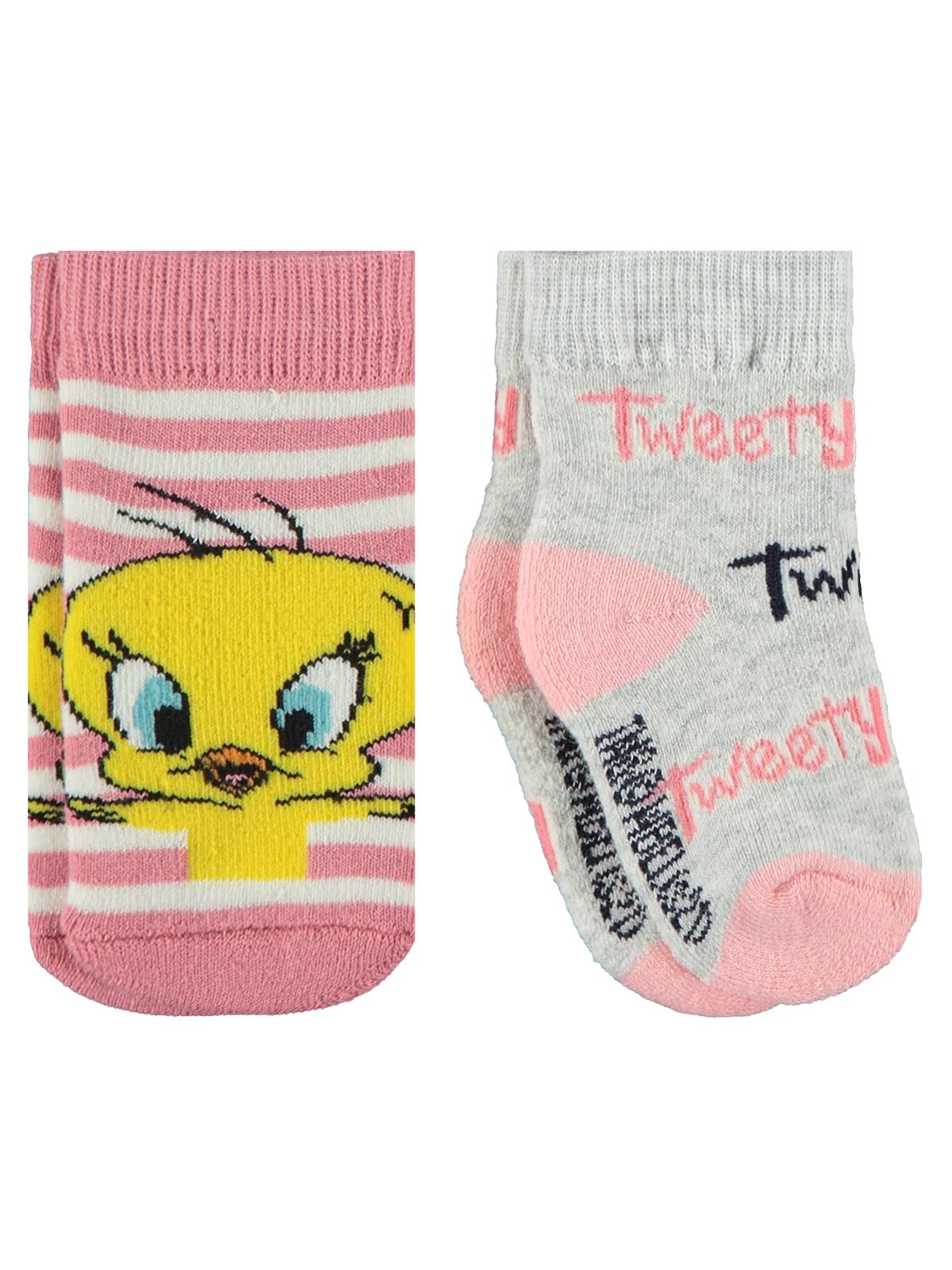 Tweety Kız Bebek 2'li Çorap Set 0-24 Ay Pudra
