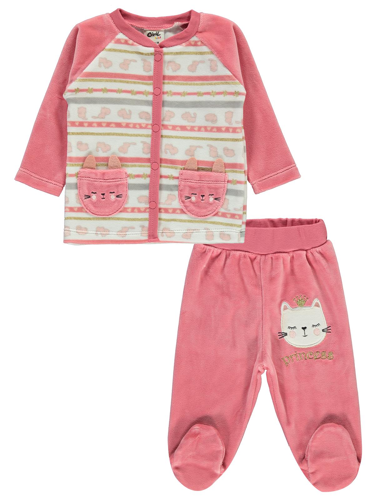 Civil Baby Kız Bebek Pijama Takımı 3-6 Ay Yavruağzı