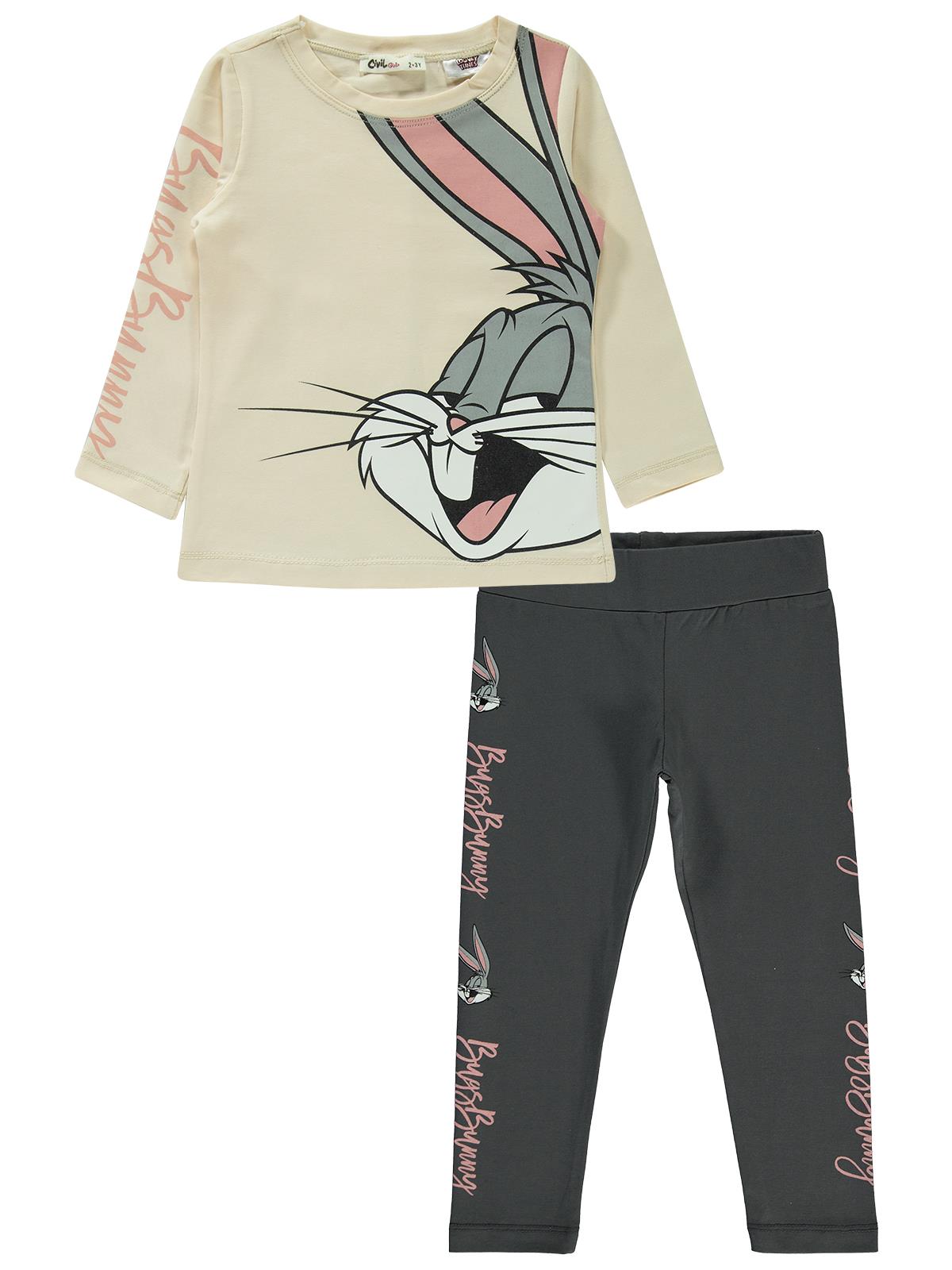 Bugs Bunny Kız Çocuk Taytlı Takım 2-5 Yaş Bej