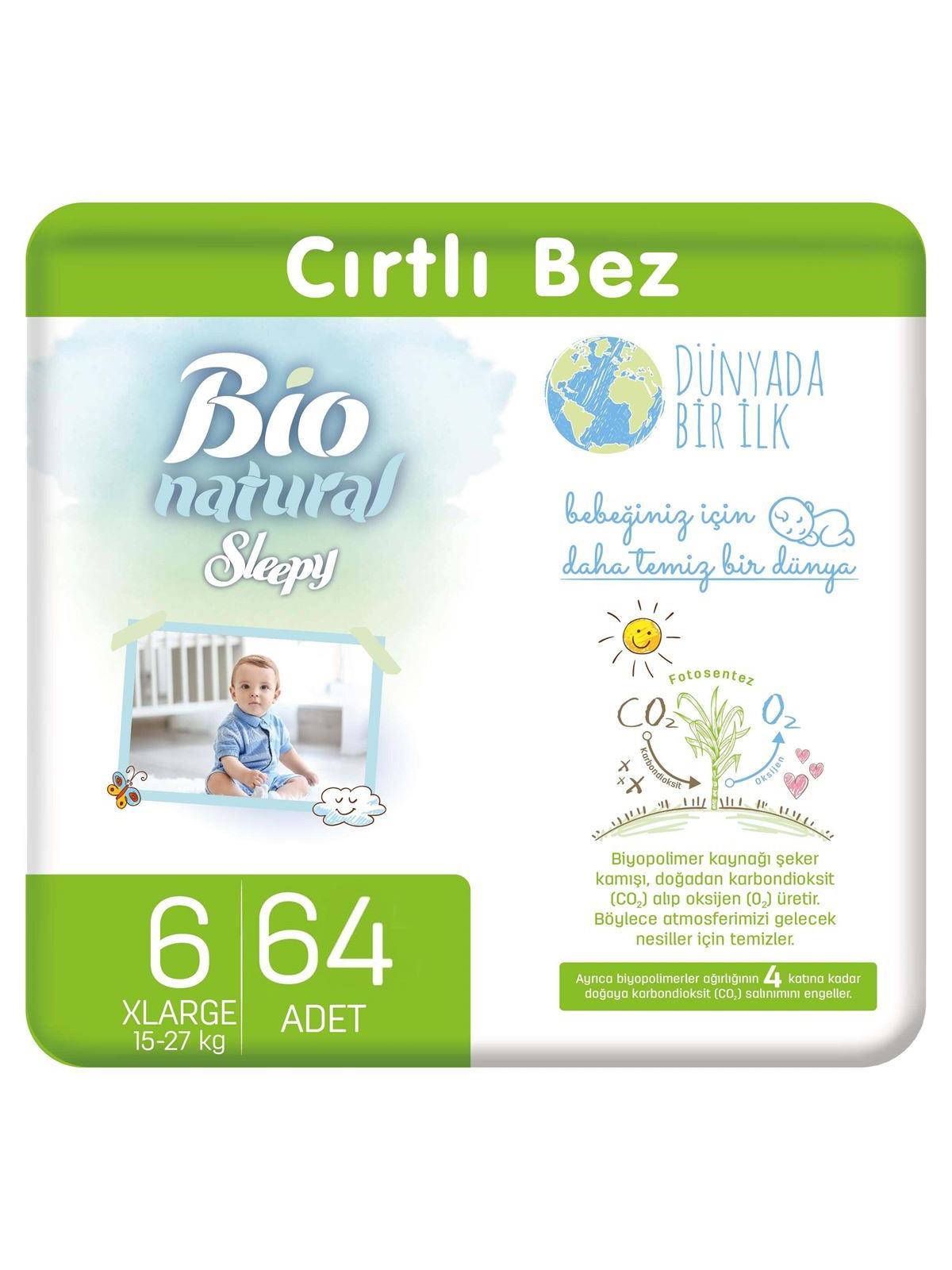 Sleepy Bio Natural Bebek Bezi 6 Beden XLarge 64 Adet