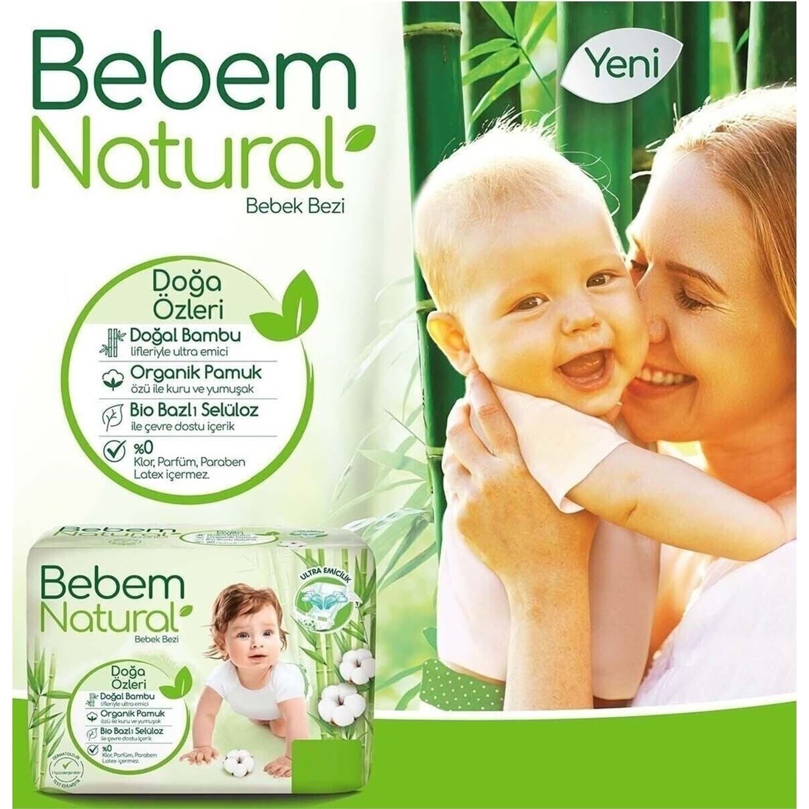 Bebem Natural Bebek Bezi Fırsat Paketi Maxi 4 Beden 120 Adet Mega Paket