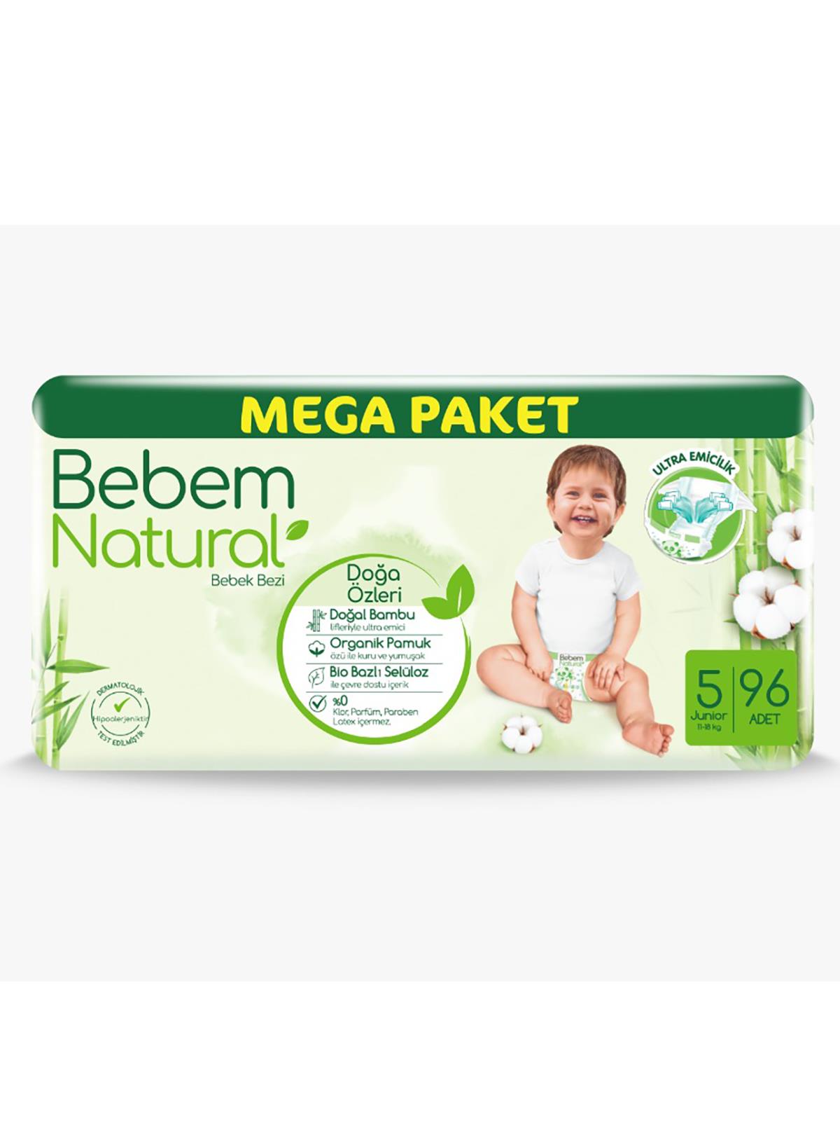 Bebem Natural Bebek Bezi Fırsat Paketi Junior 5 Beden 96 Adet Mega Paket