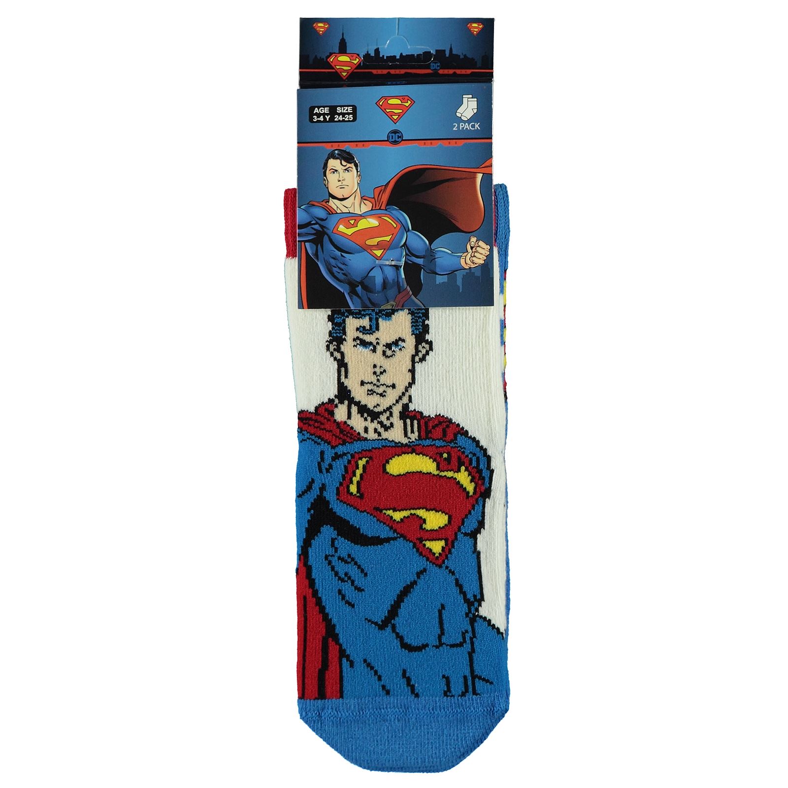 Superman Erkek Çocuk 2'li Çorap 3-11 Yaş Saks Mavisi