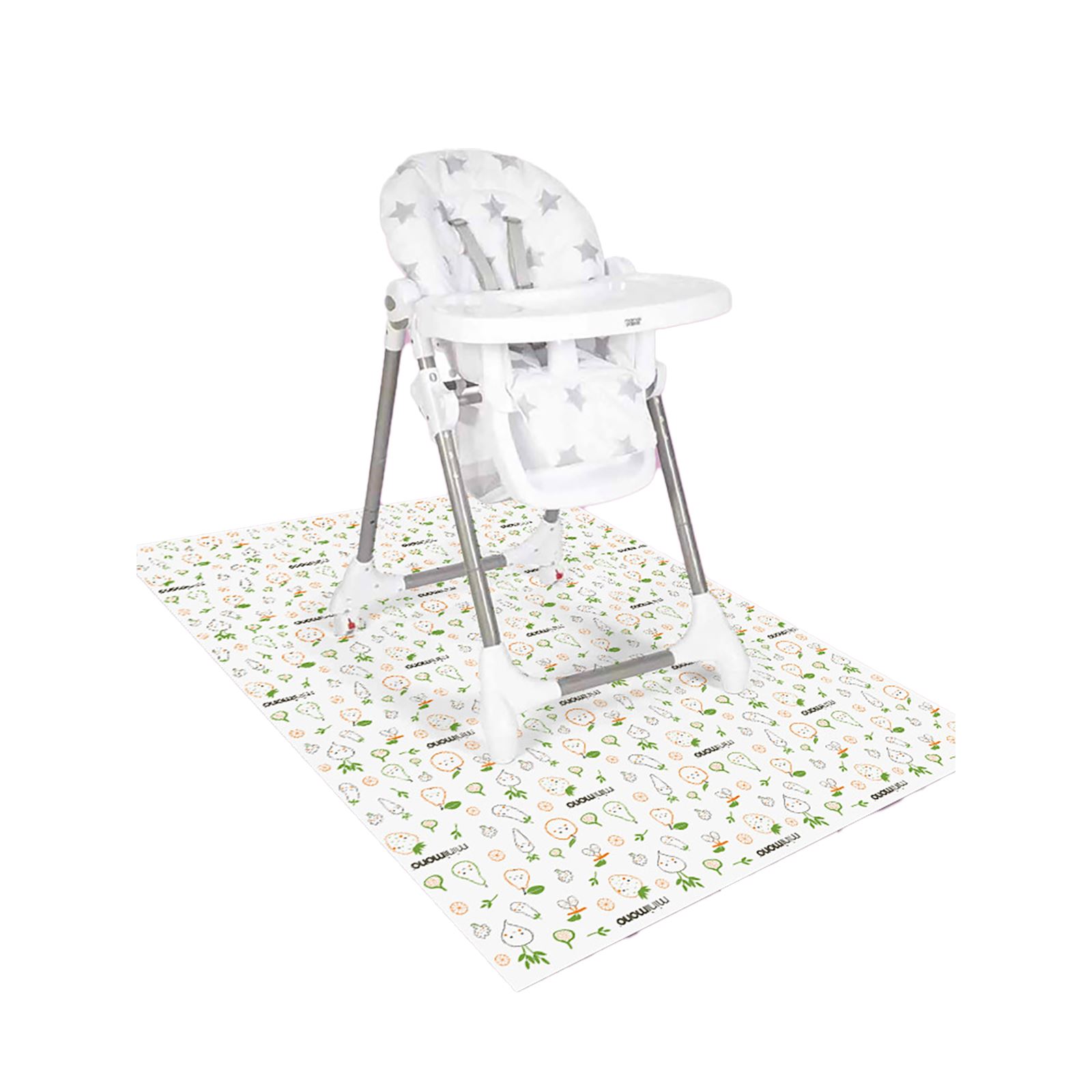 Minimono 3'lü Desenli Mama Sandalyesi Altı Ve Aktivite Örtüsü-Meyve ve Sebzeler