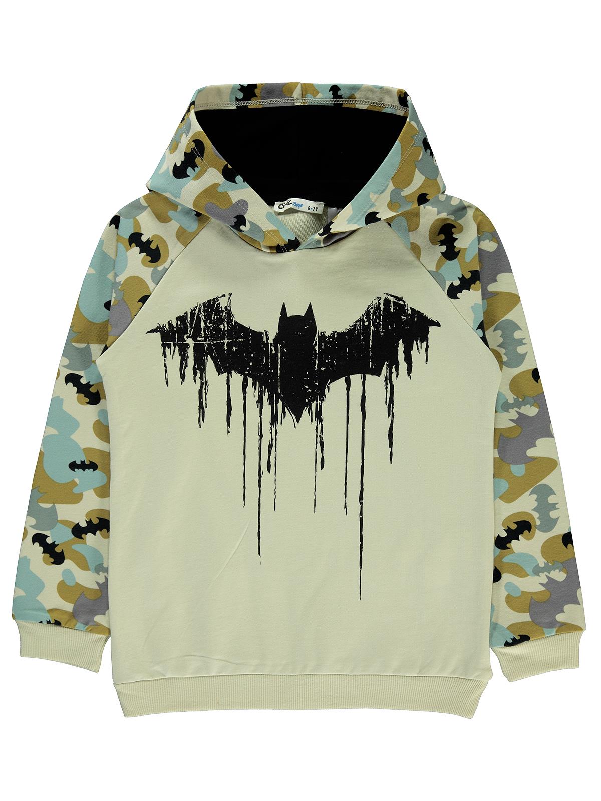 Batman Erkek Çocuk Kapüşonlu Sweatshirt 6-9 Yaş Taş Rengi