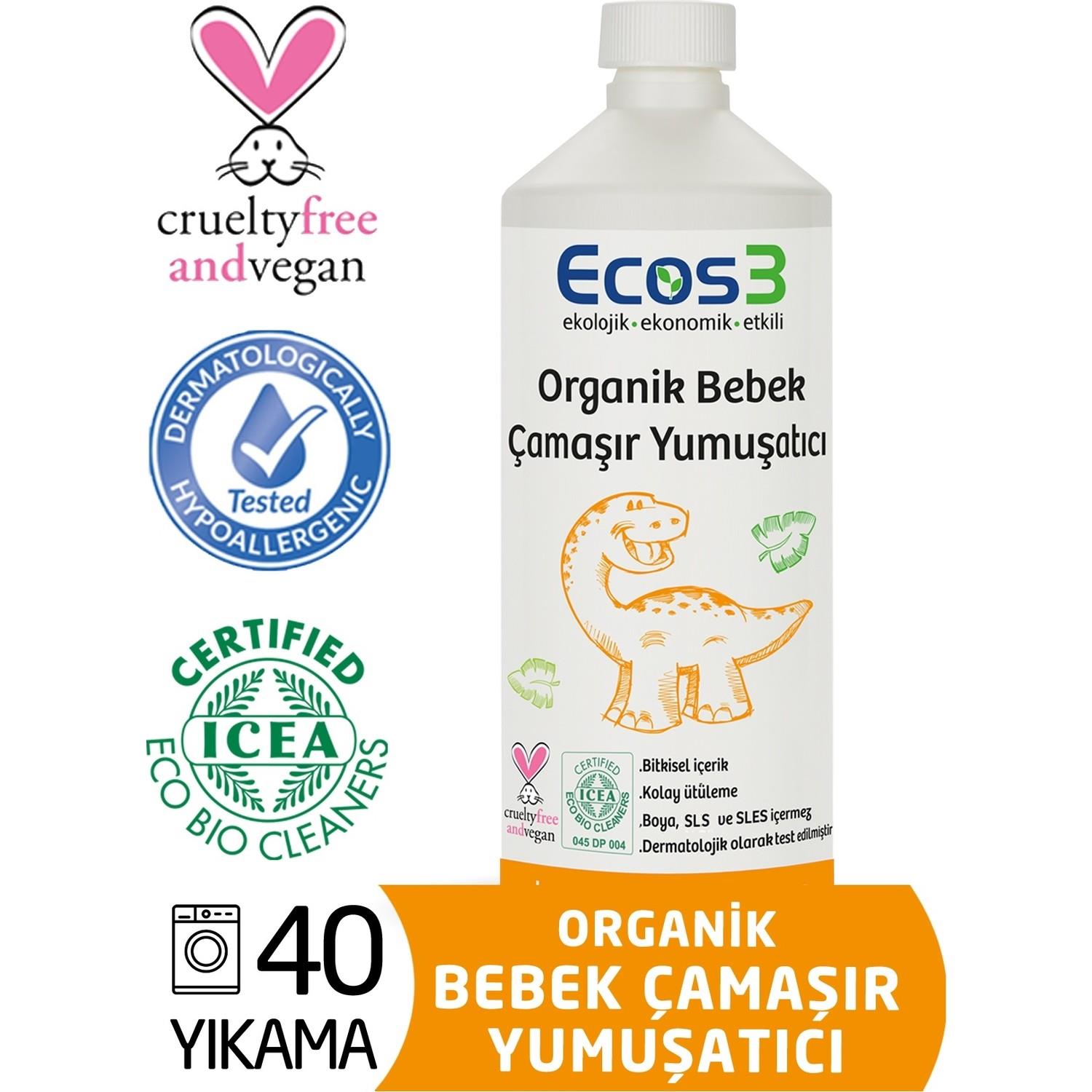 Ecos3 Organik Bebek Çamaşır Yumuşatıcı 1000 ml - 40 Yıkama