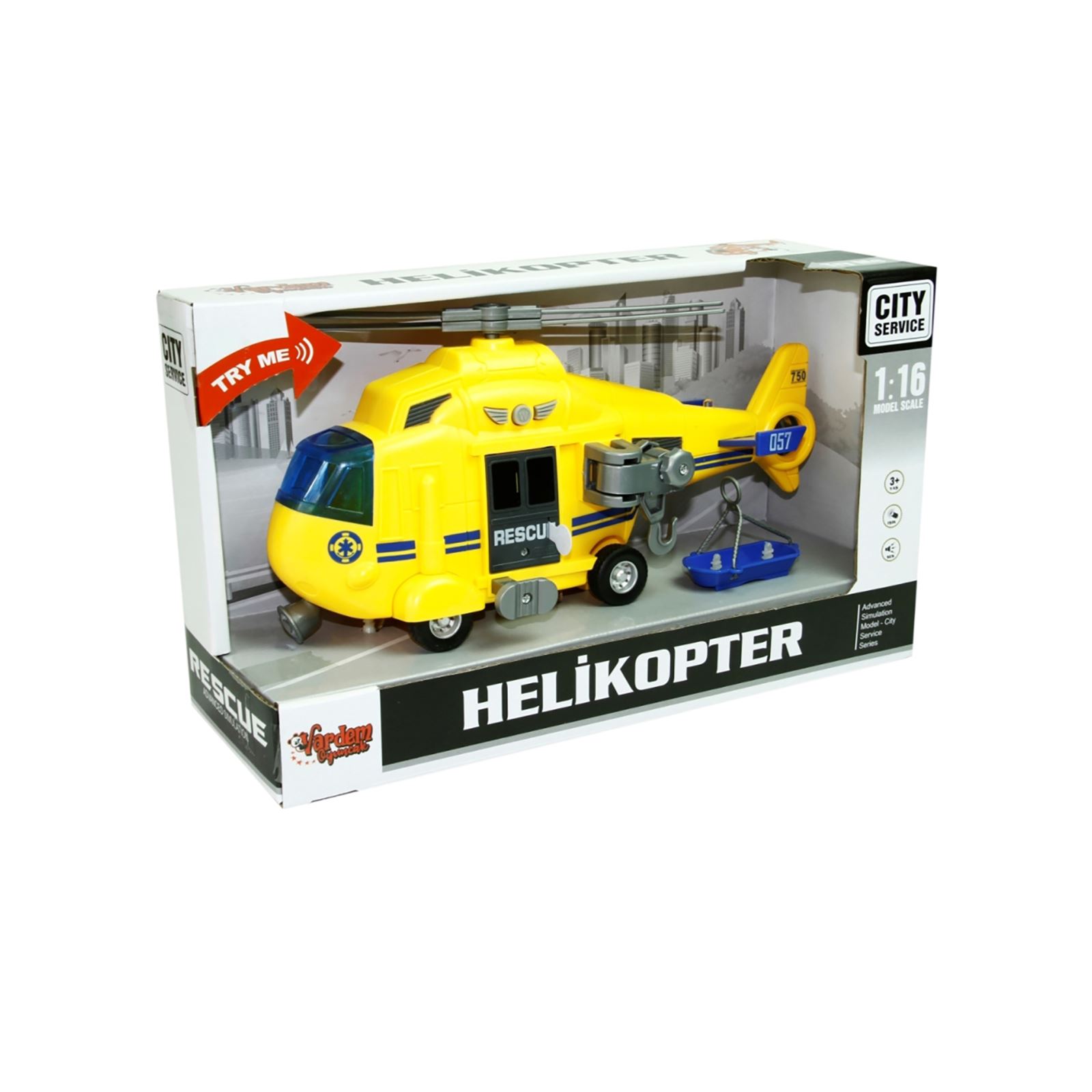 Vardem Sürtmeli Sesli Işıklı Helikopter Sarı