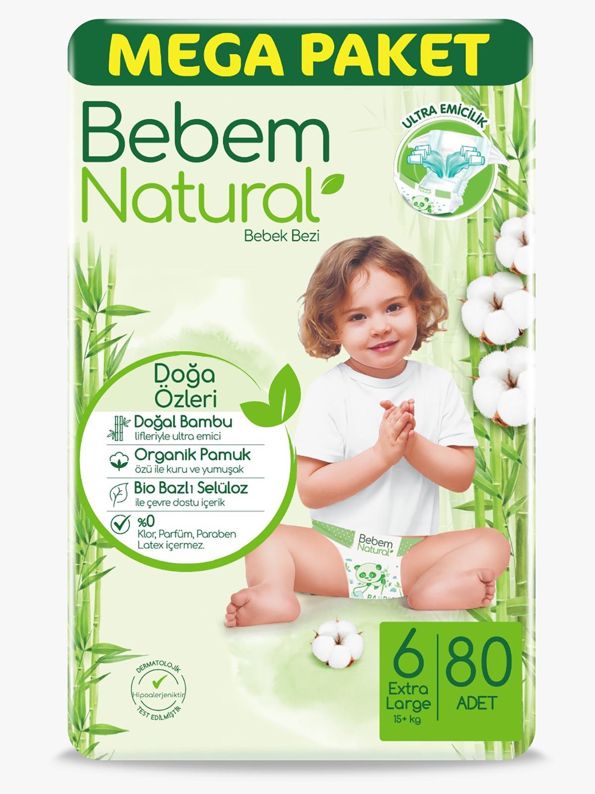 Bebem Natural Bebek Bezi Fırsat Paketi 6 Beden Ekstra Large 80 Adet Mega Paket