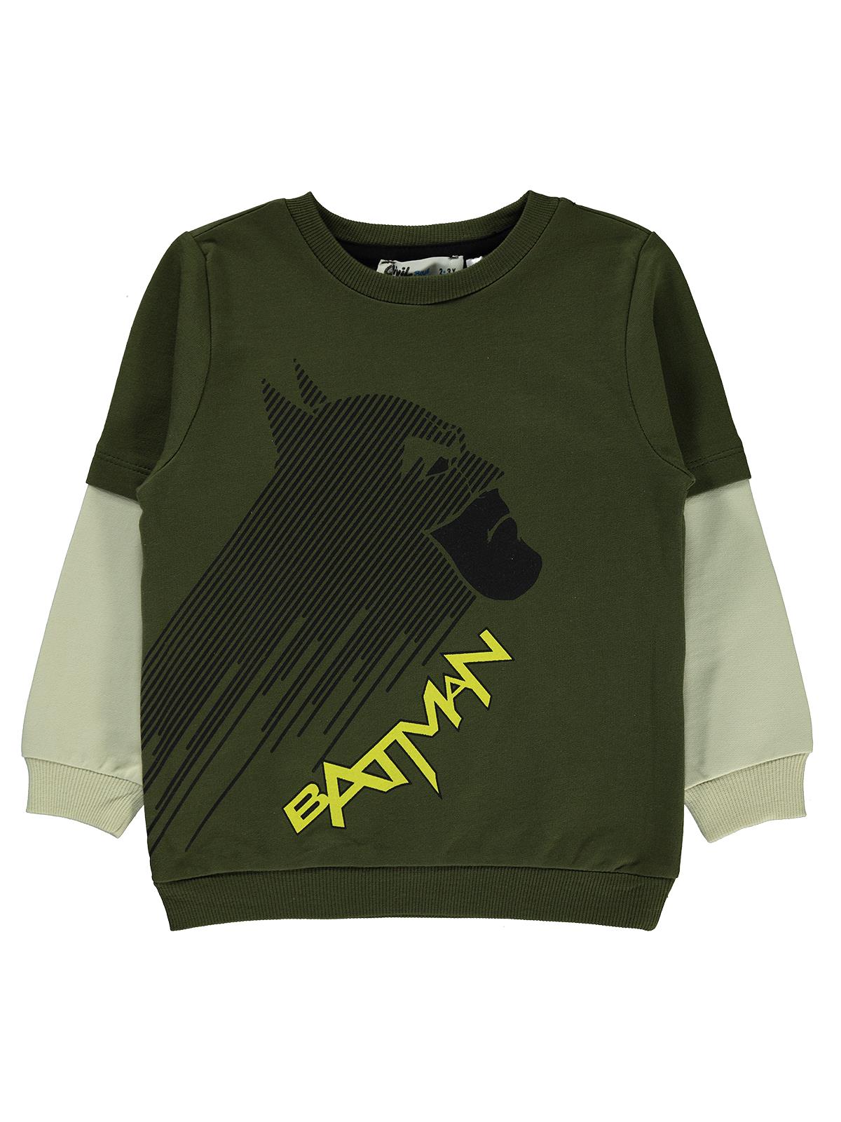 Batman Erkek Çocuk Sweatshirt 2-5 Yaş Haki