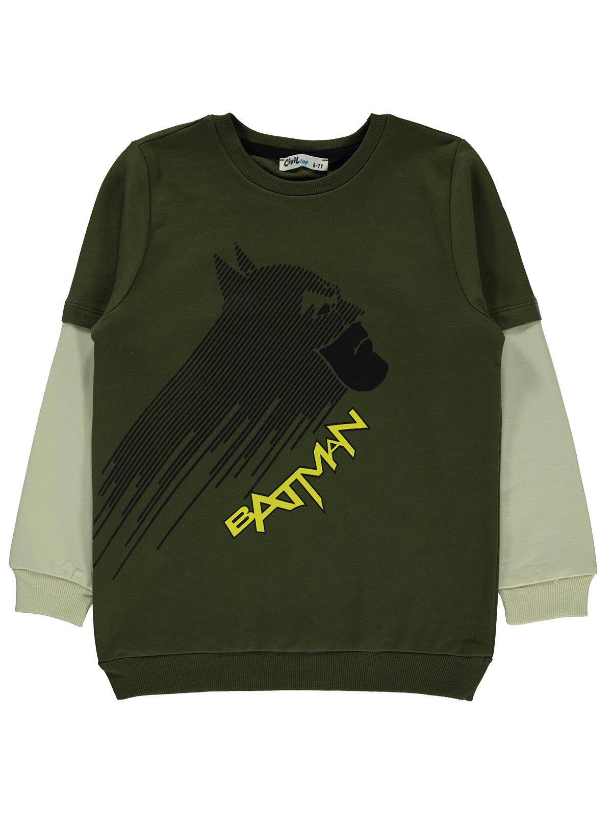 Batman Erkek Çocuk Sweatshirt 6-9 Yaş Haki