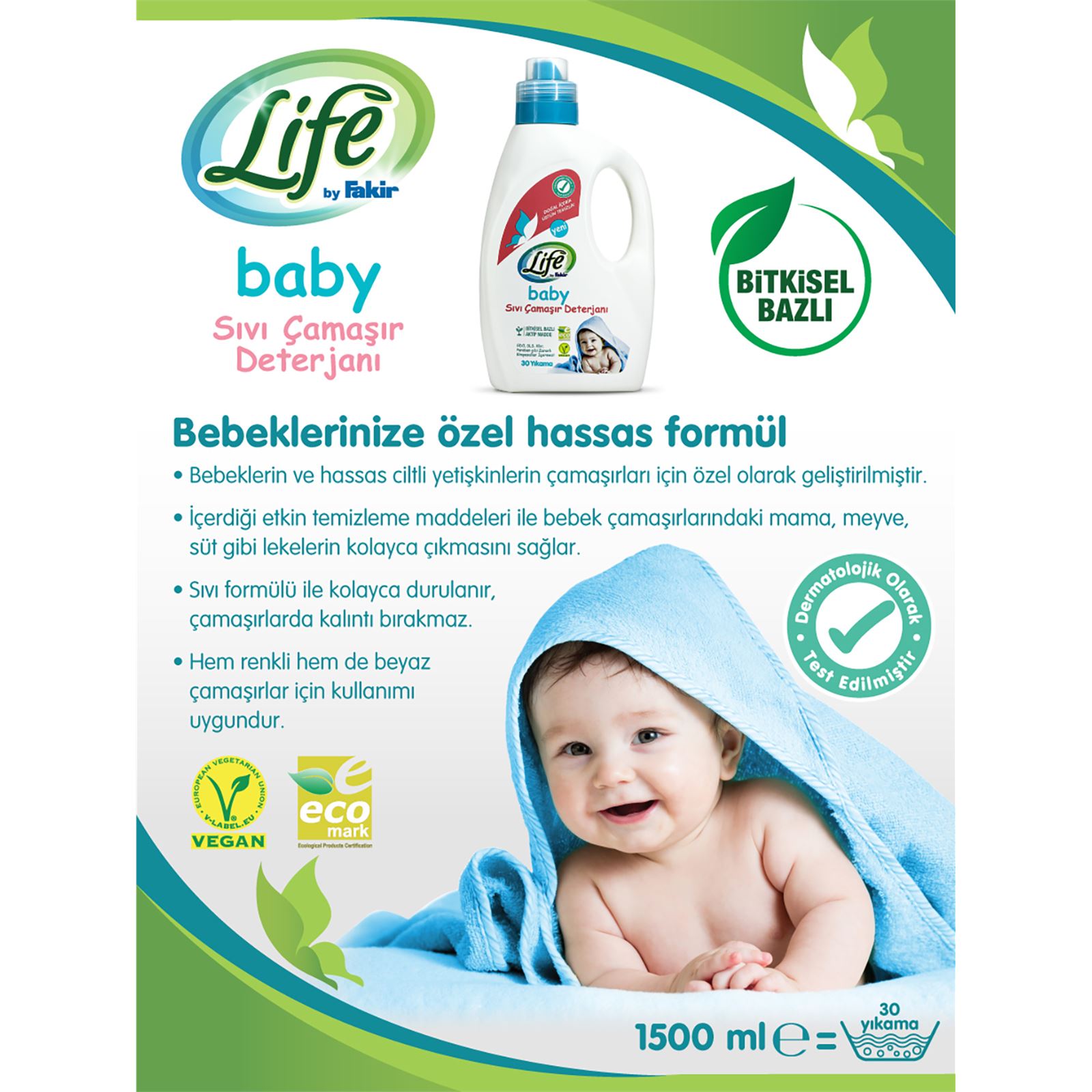 Life by Fakir Bitkisel Bazlı Bebek Sıvı Çamaşır Deterjanı 1500 ml