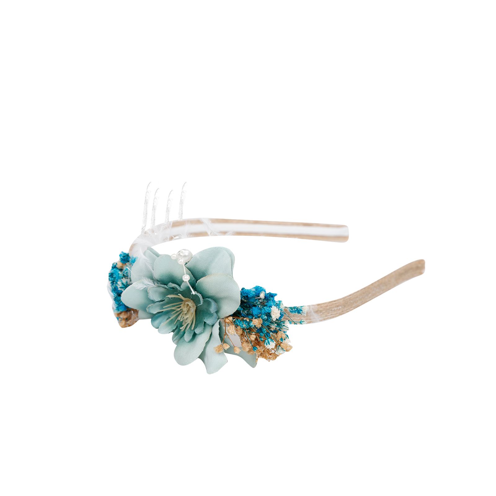 Süslü Tasarım Lilyum Çiçeği Lohusa Terliği Mavi