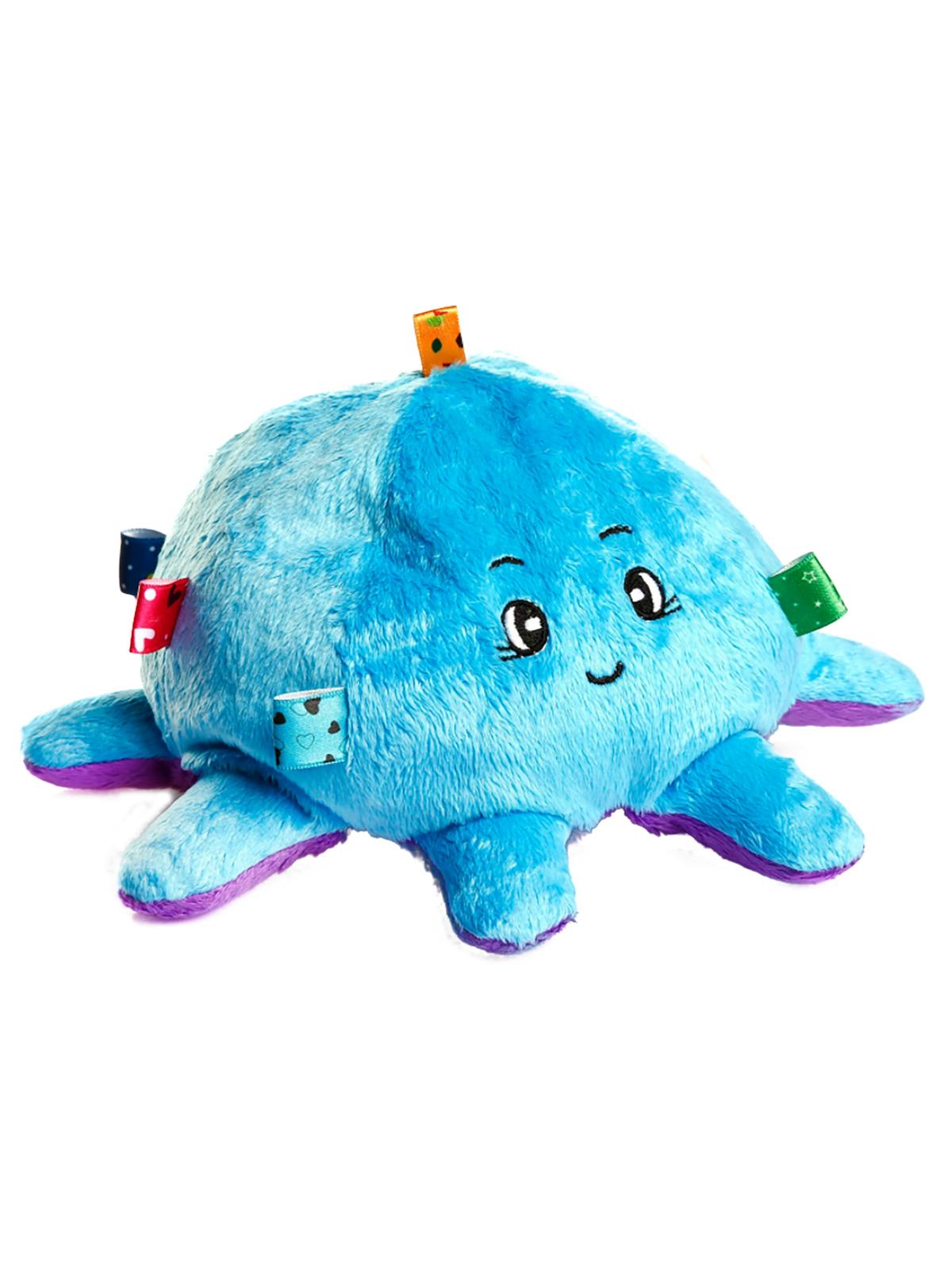 Sozzy Toys Çift yüzlü peluş Çıngıraklı Ahtapot (büyük boy) Mor-Mavi