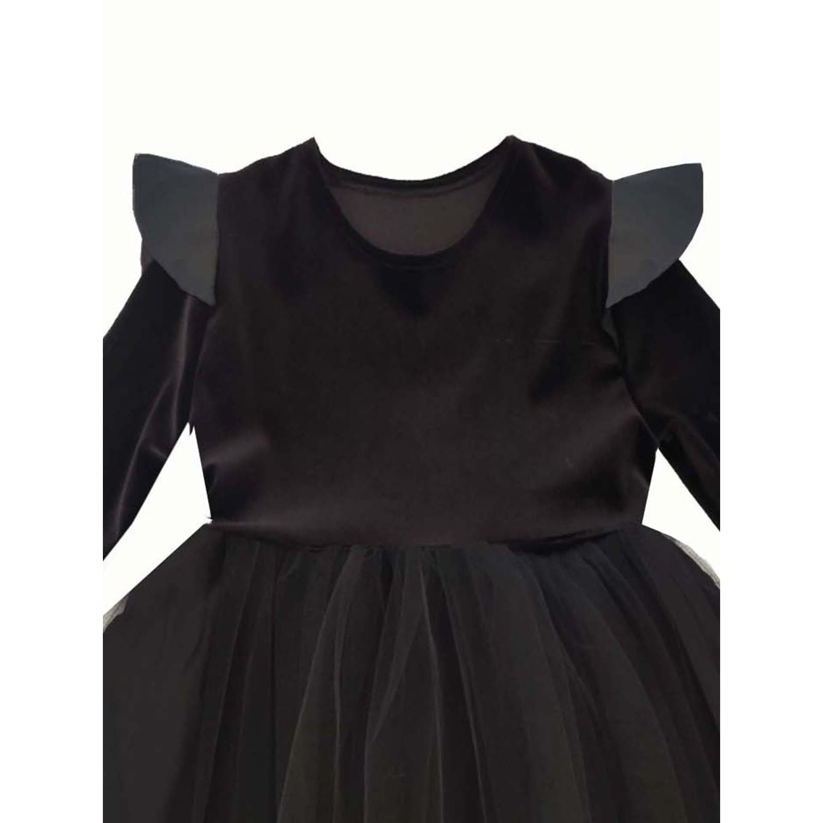 Shecco Babba Kız Çocuk Deri Detaylı Tütü Elbise Taç Takım 1-5 Yaş Siyah