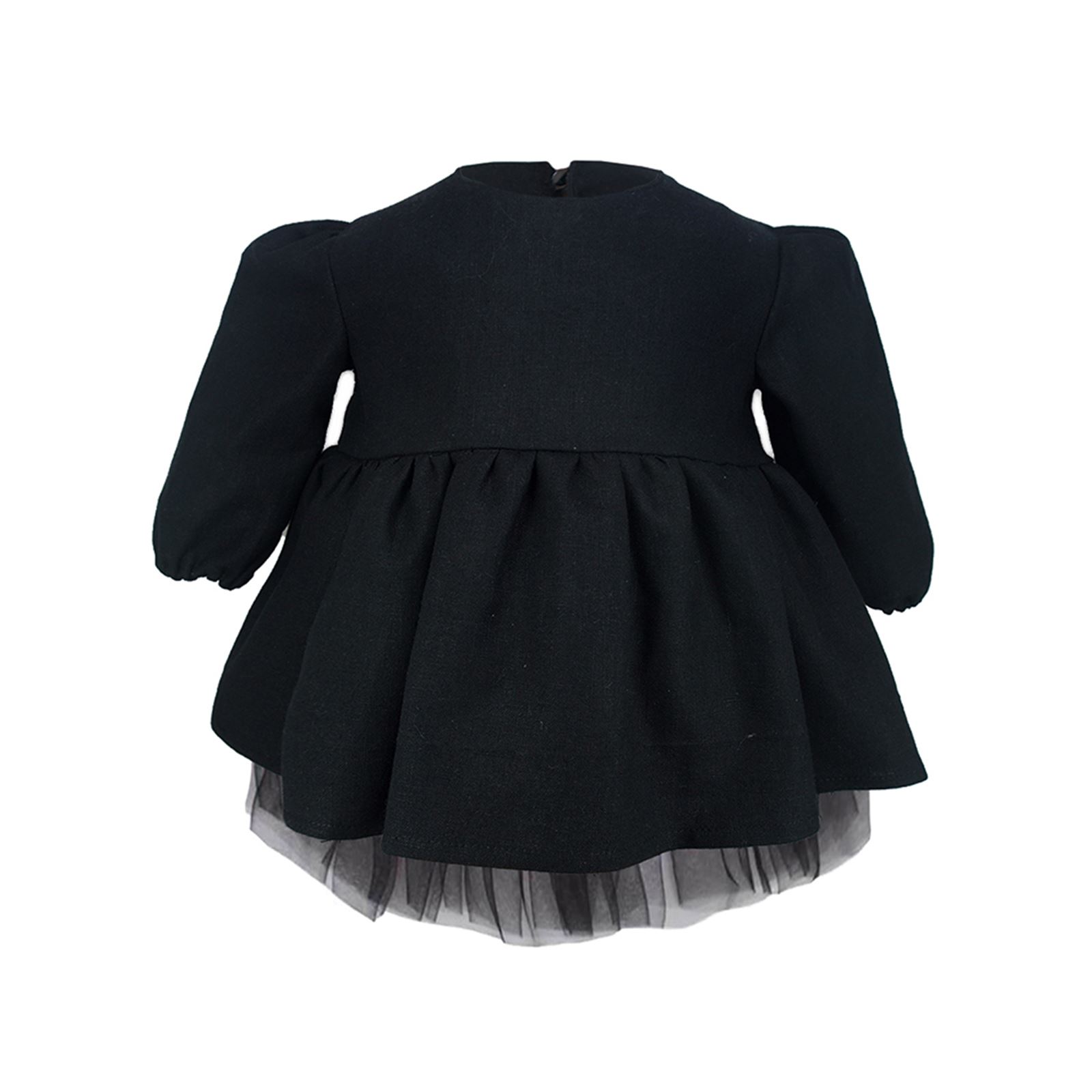 Shecco Babba Kız Çocuk Uzun Kollu Tütü Elbise Taç Takım 1-5 Yaş Siyah