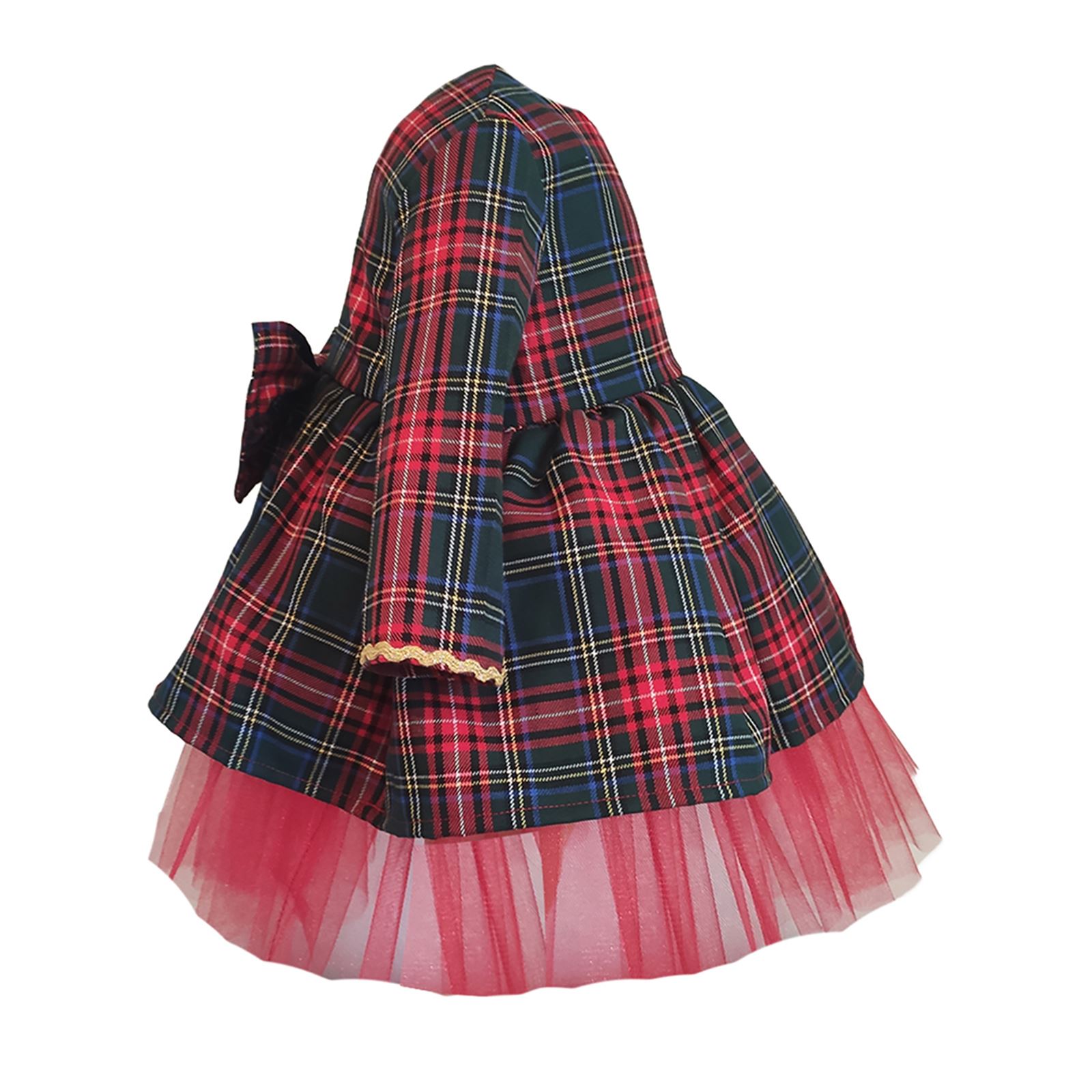 Shecco Babba Kız Çocuk Uzun Kollu Tütü Elbise Taç Takım 1-8 Yaş Kırmızı