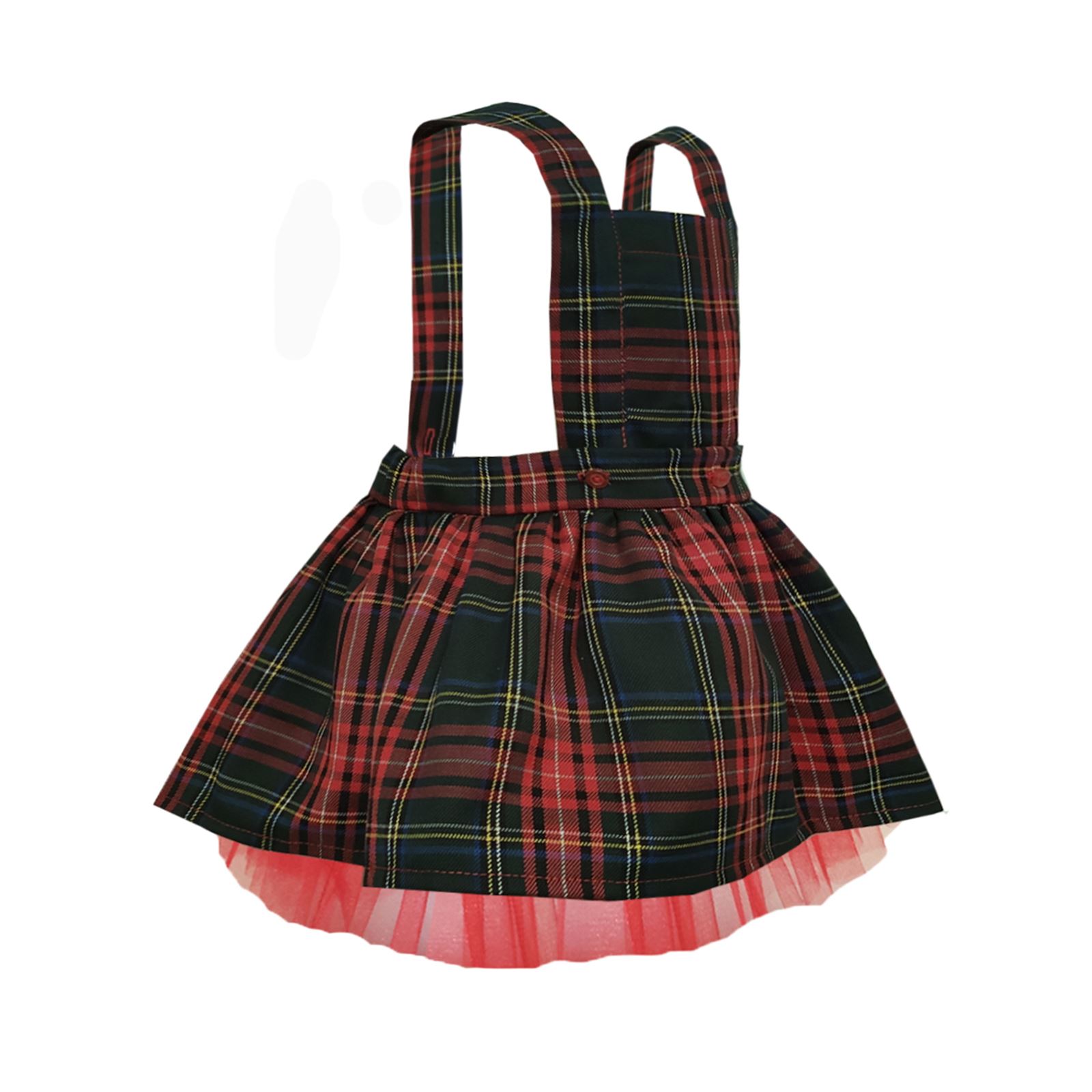 Shecco Babba Kız Çocuk Salopet Elbise Tütü Taç Takım 1-5 Yaş Kırmızı