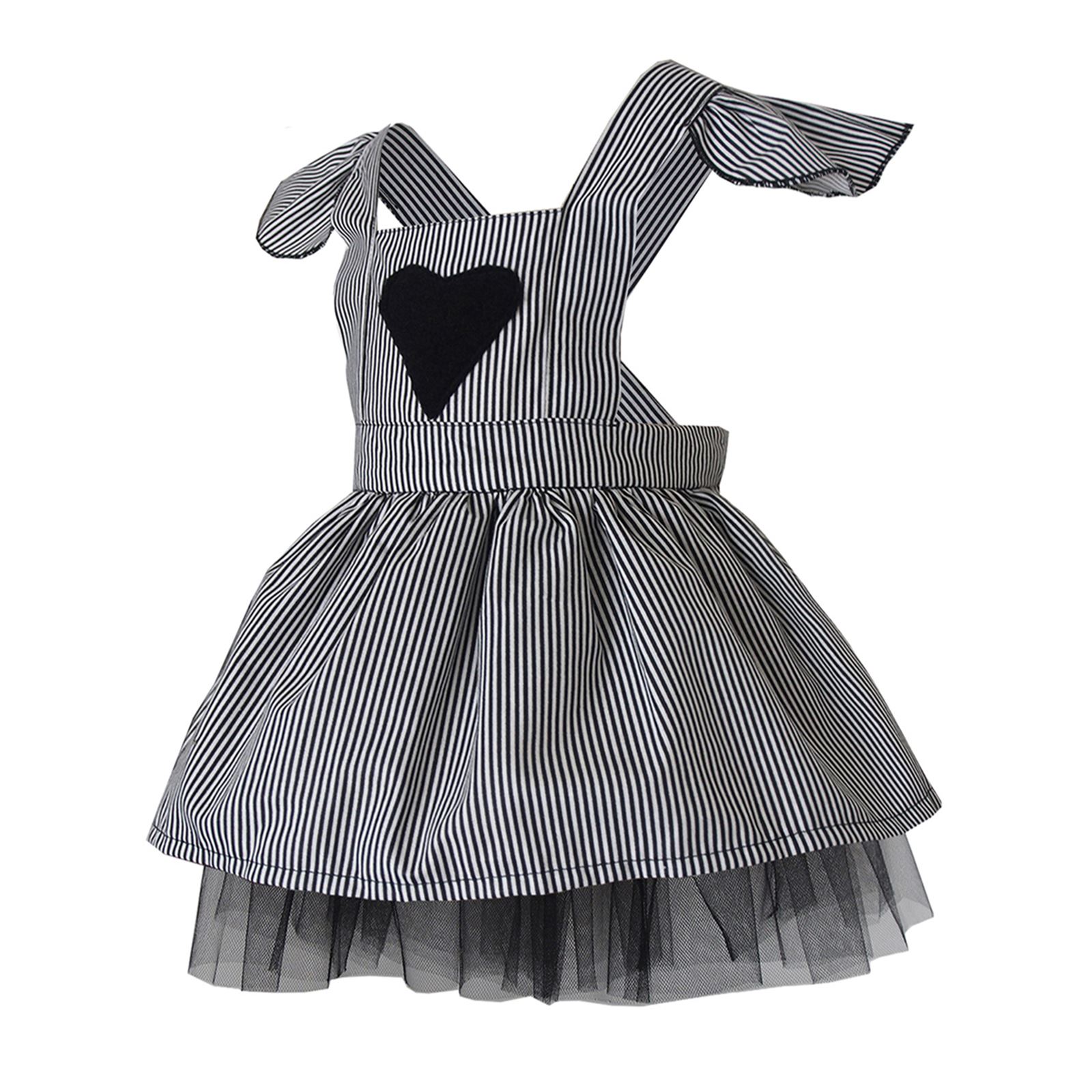 Shecco Babba Kız Çocuk Kolları Fırfırlı Tütü Elbise Taç Takım 1-5 Yaş Siyah-Beyaz