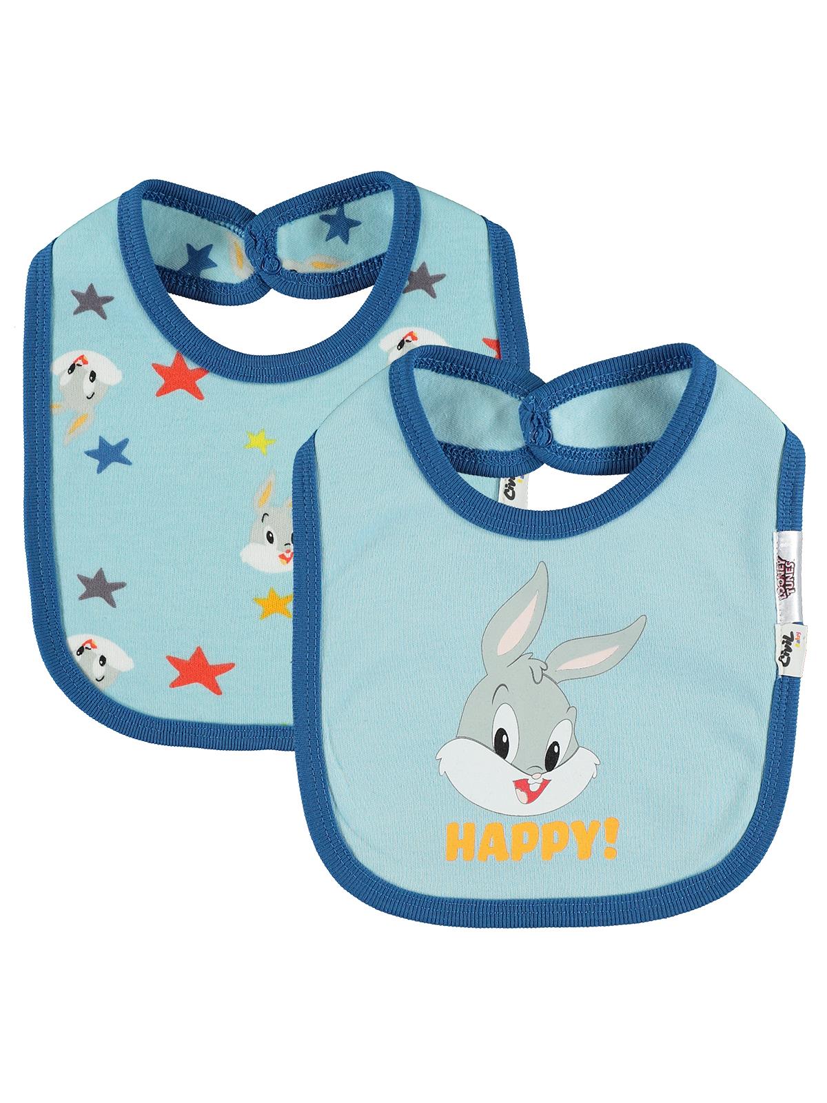 Bugs Bunny  Erkek Bebek 2'li Mama Önlüğü 0-24 Ay Mavi