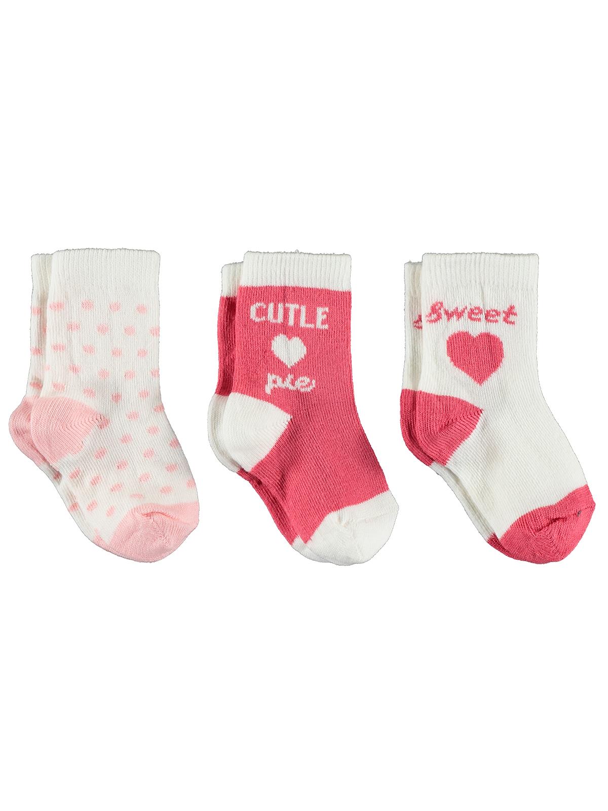 Civil Baby Kız Bebek 3'lü Çorap Set 0-12 Ay Ekru