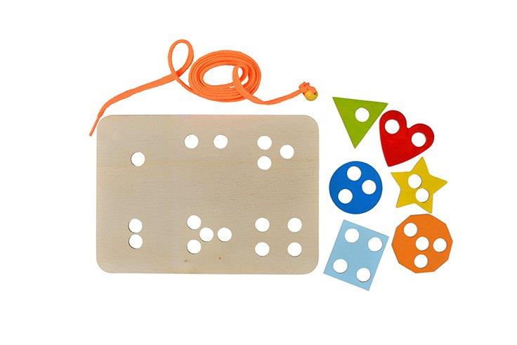 Kayasan Kids Montessori İp Geçirme Geometrik Şekiller(Dikiş Seti)
