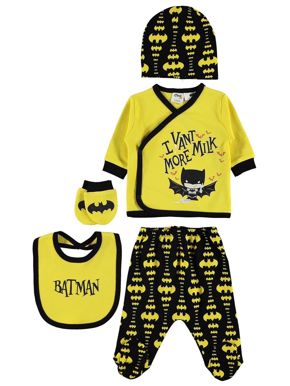 Batman Erkek Bebek 5'li Zıbın Takımı 0-1 Ay Siyah