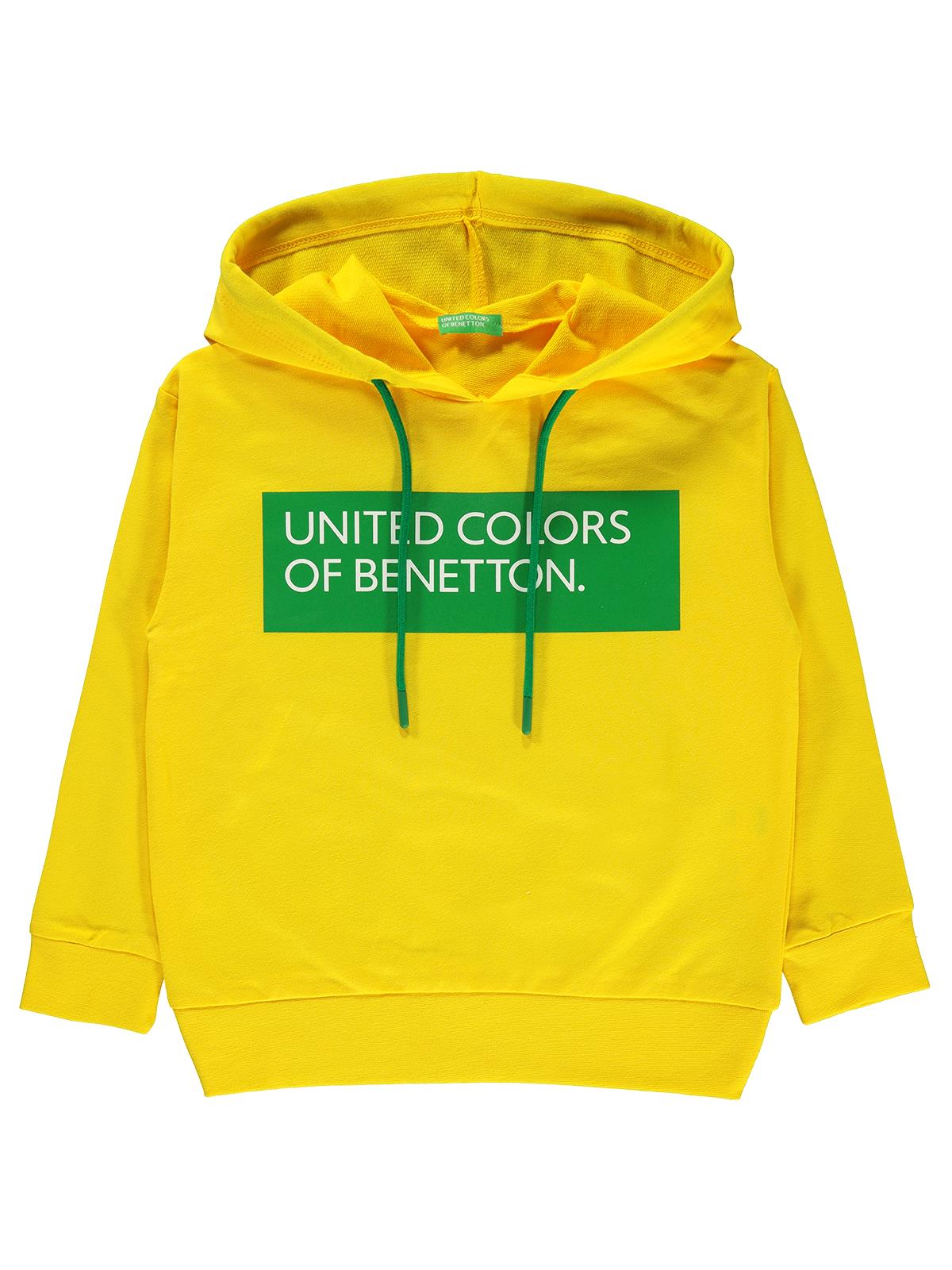 Benetton Kız Çocuk Kapüşonlu Sweatshirt 4-13 Yaş Sarı