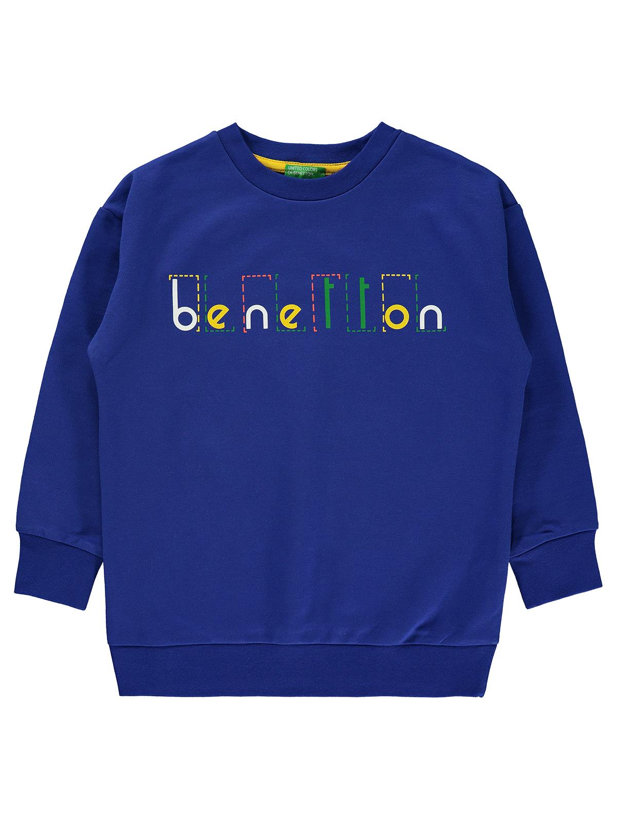 Benetton Erkek Çocuk Sweatshirt 4-8 Yaş Mavi