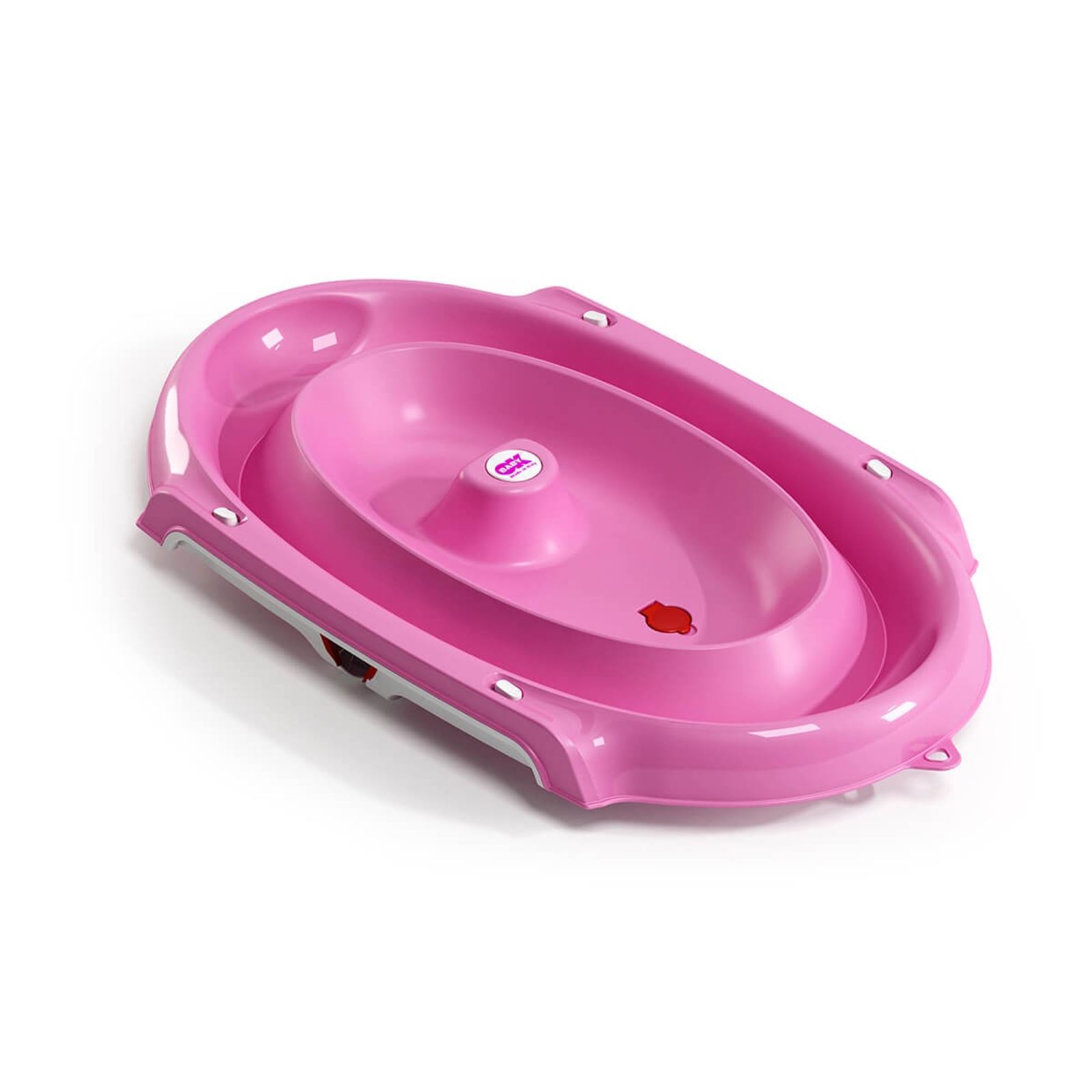OkBaby Onda Slim Katlanır Bebek Küveti & Hippo Banyo Siperliği / Canlı Pembe