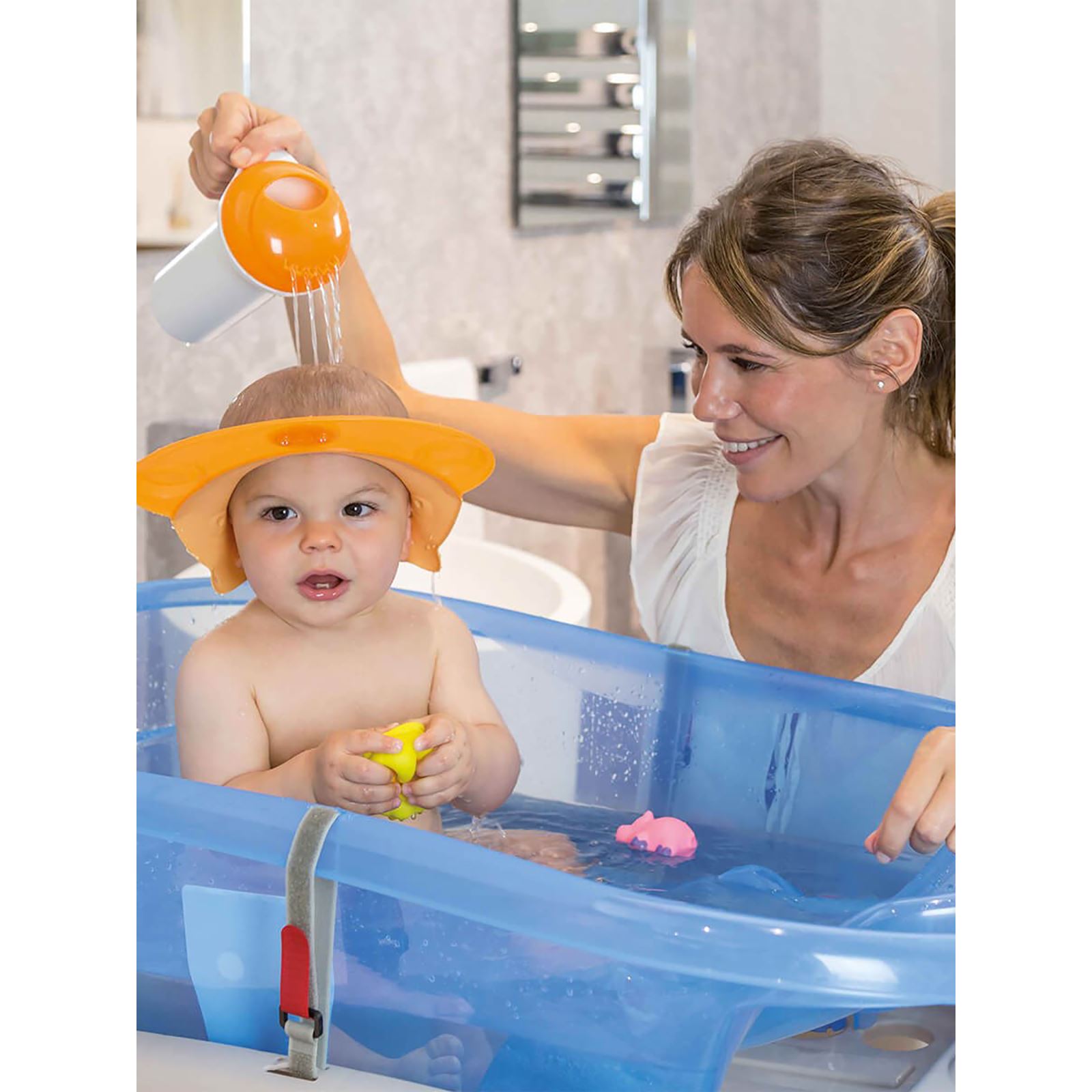 OkBaby Onda Banyo Küveti & Hippo Banyo Siperliği / Canlı Pembe