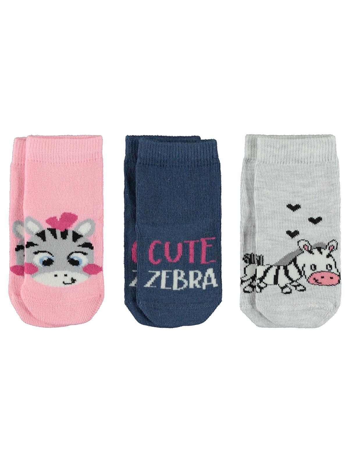 Civil Baby Kız Bebek 3'lü Çorap Set 0-12 Ay Lacivert