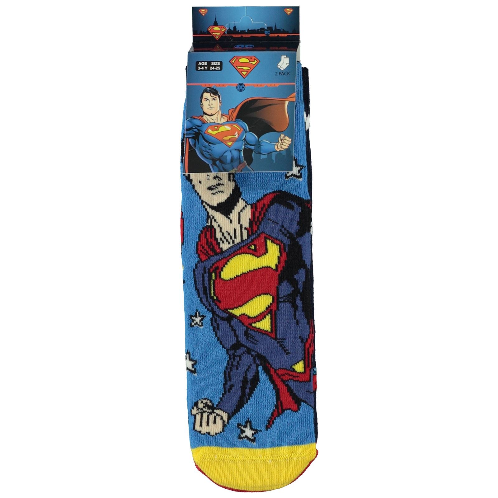 Süperman Erkek Çocuk 2'li Çorap Set 3-11 Yaş Mavi