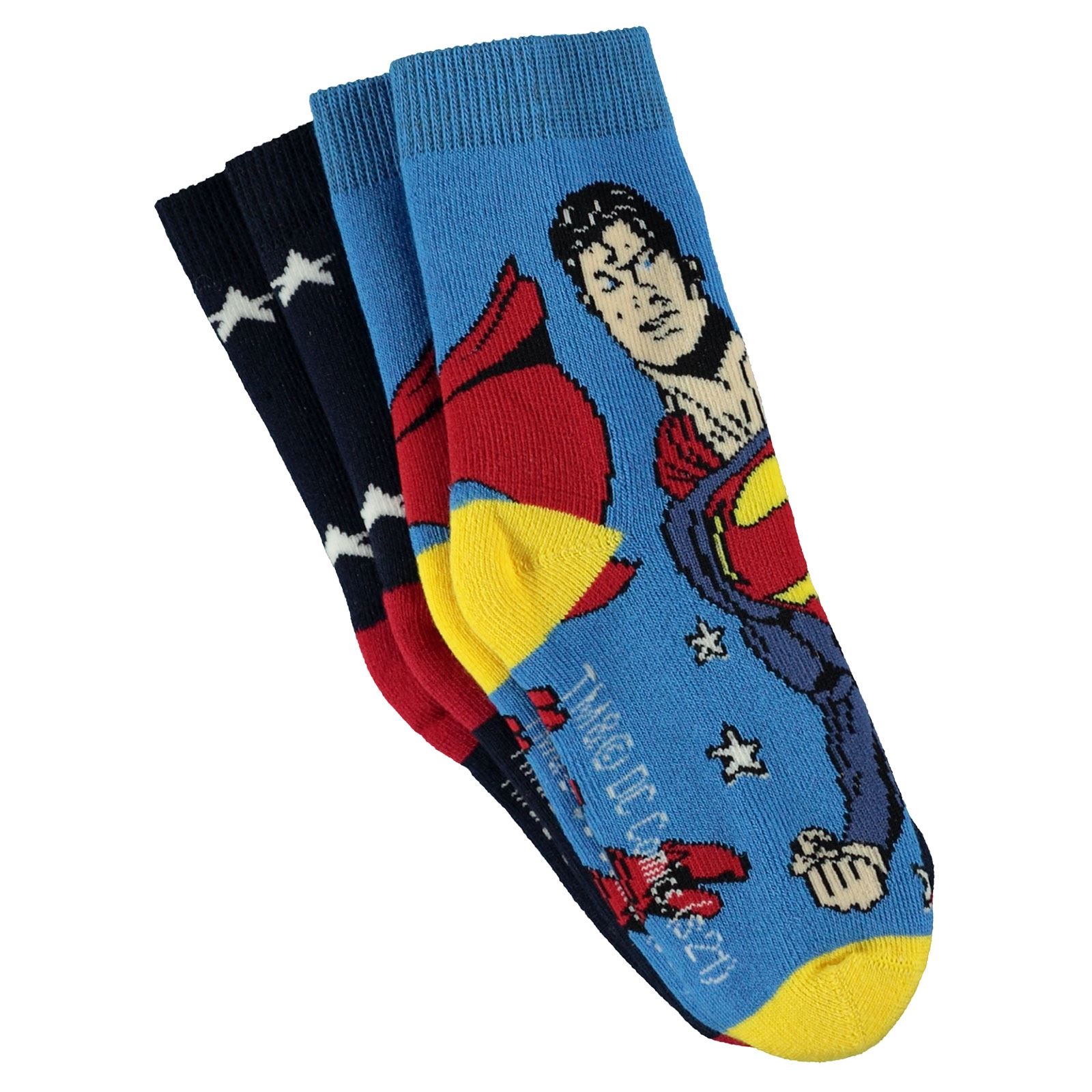 Süperman Erkek Çocuk 2'li Çorap Set 3-11 Yaş Mavi