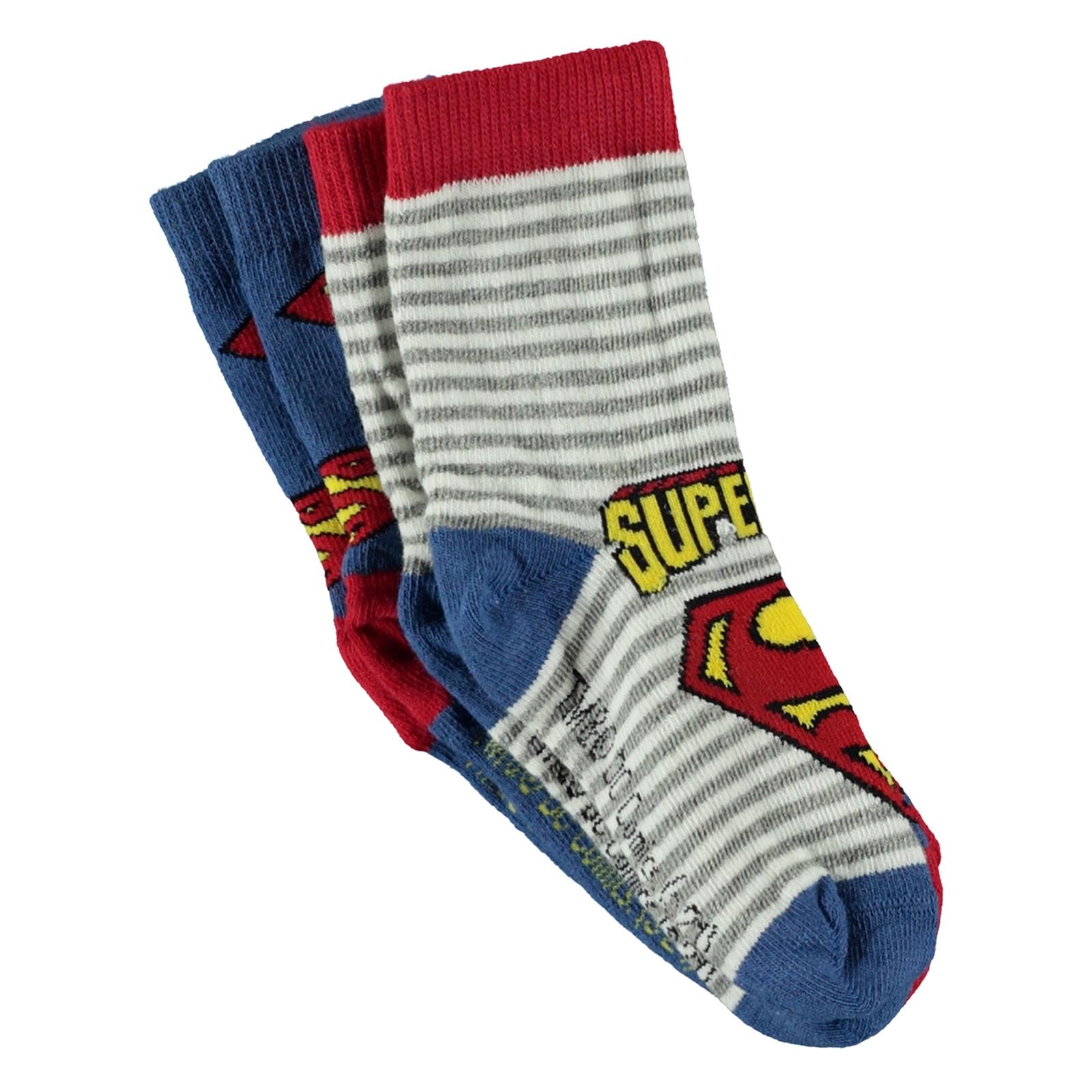 Süperman Erkek Çocuk 2'li Çorap Set 3-11 Yaş Saks Mavisi