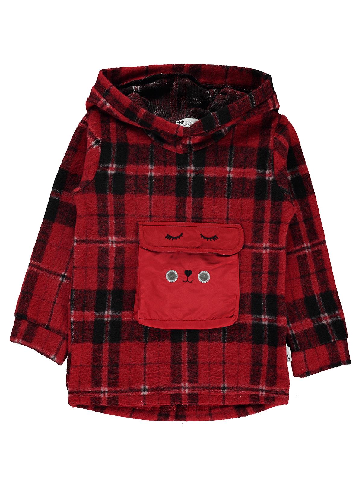 Tufyy Kız Çocuk Kapüşonlu Sweatshirt 5-8 Yaş Kırmızı