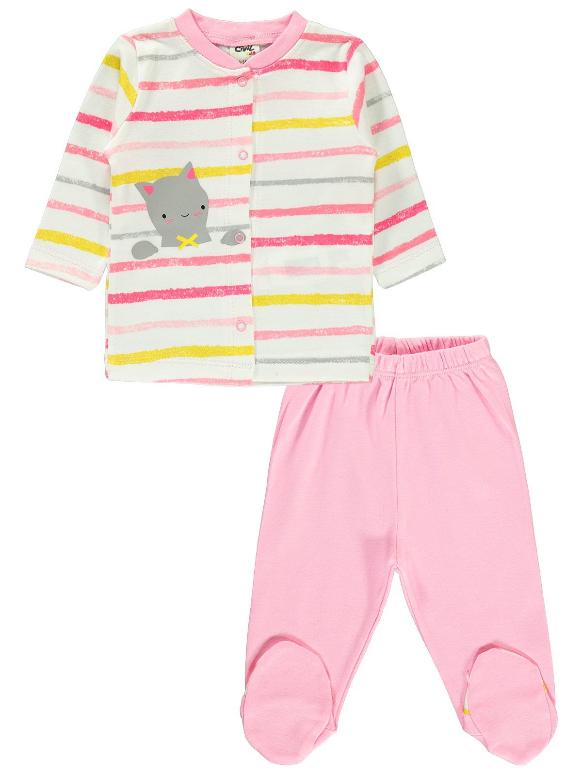 Civil Baby Kız Bebek Pijama Takımı 1-6 Ay Pembe