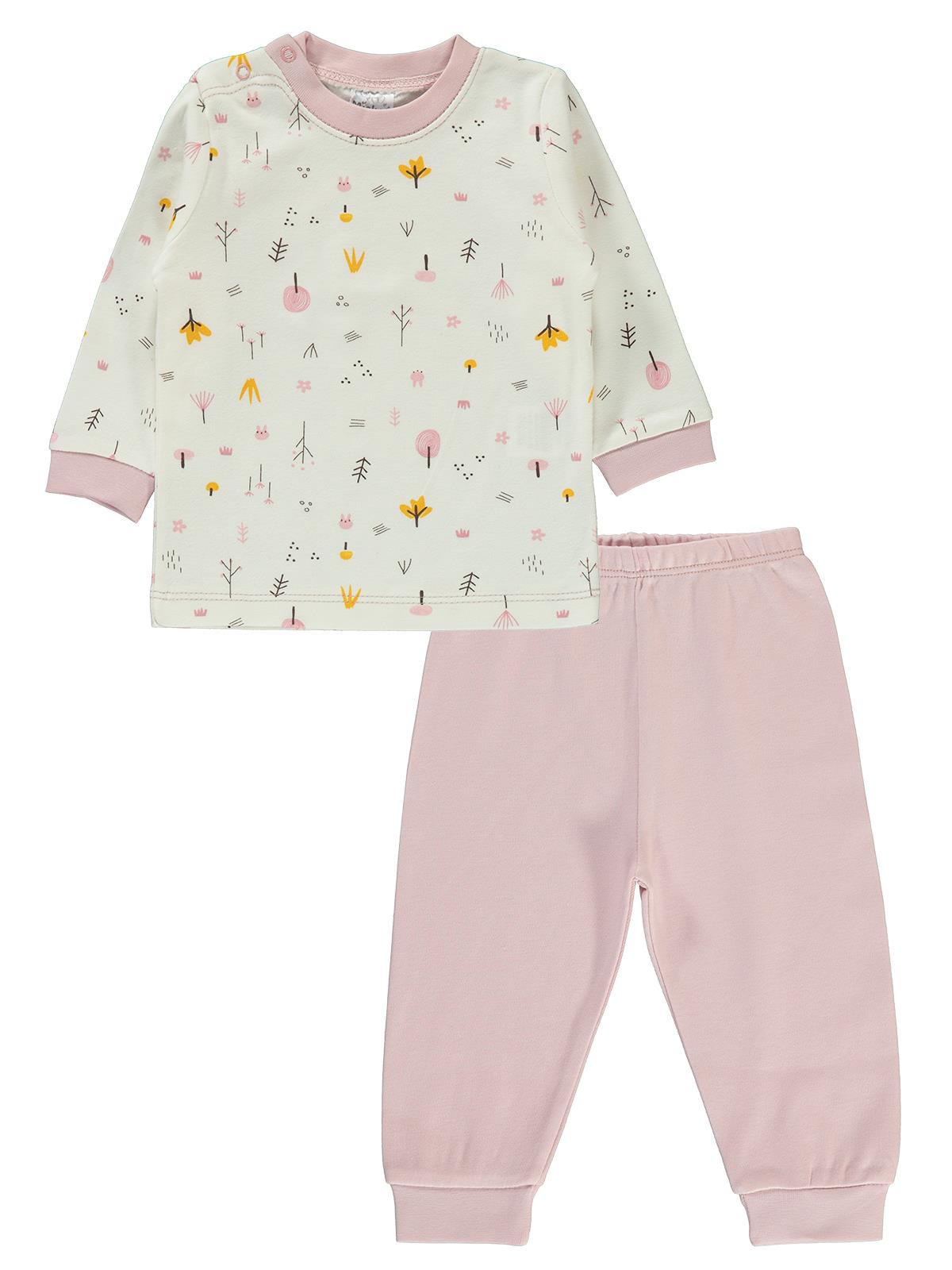 Misket Kız Bebek Pijama Takımı 6-12 Ay Pudra
