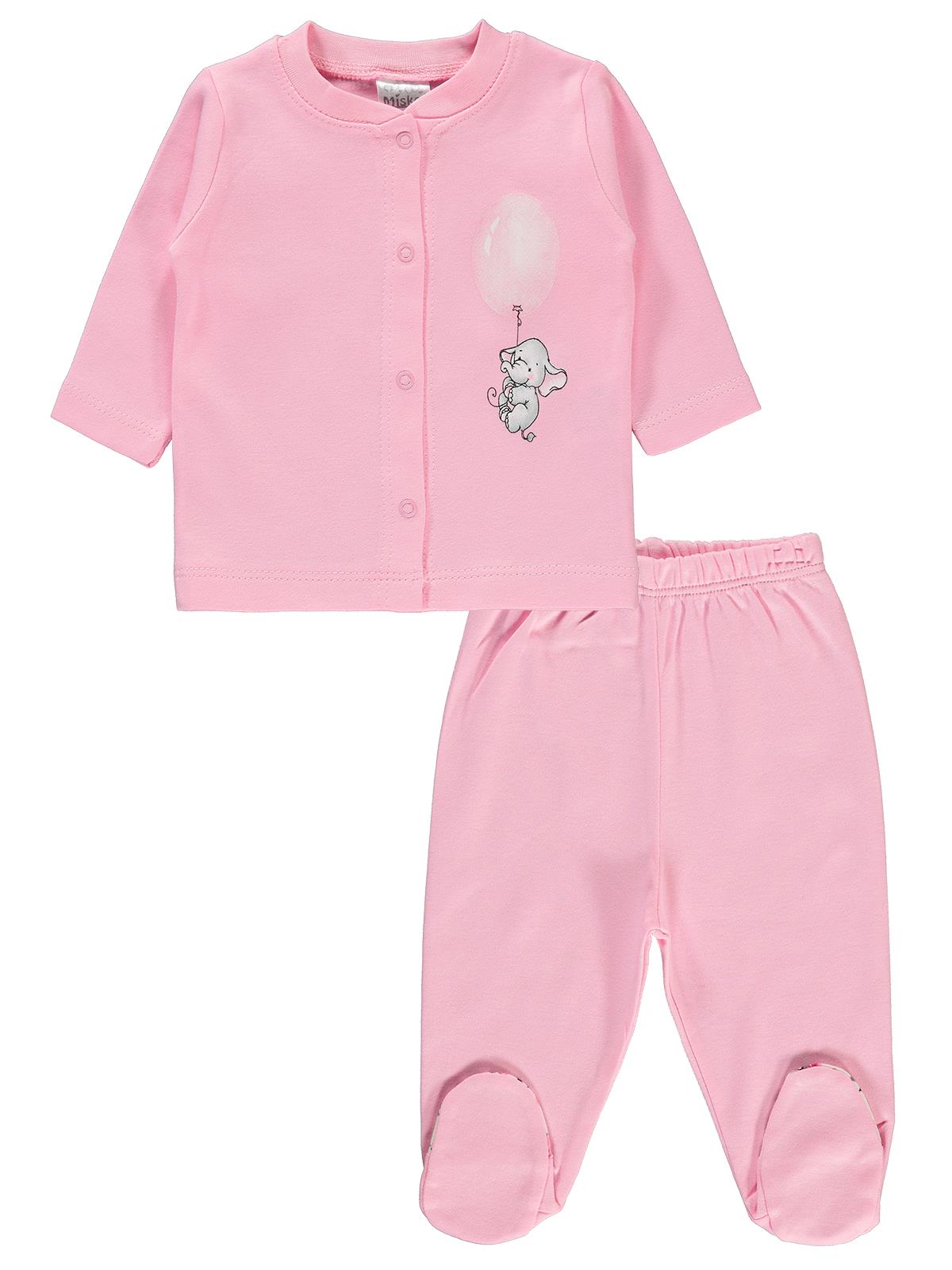 Misket Kız Bebek Pijama Takımı 0-6 Ay Pembe