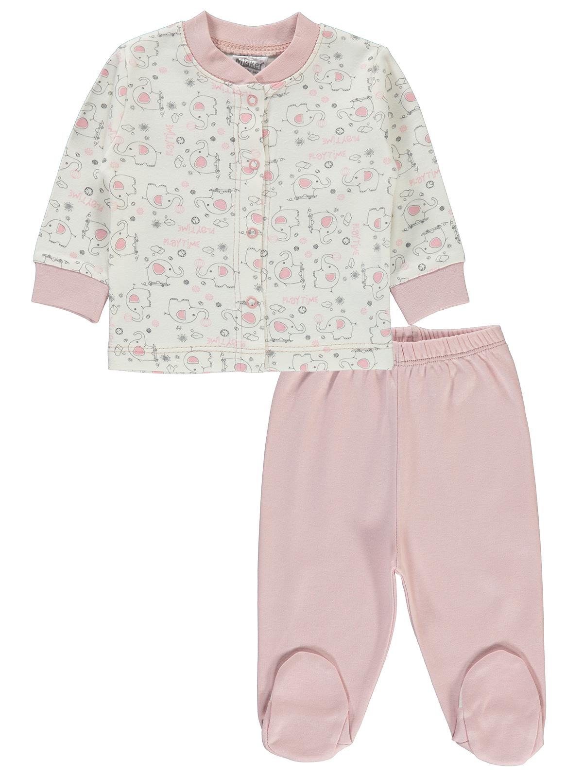 Misket Kız Bebek Pijama Takımı 0-6 Ay Pudra