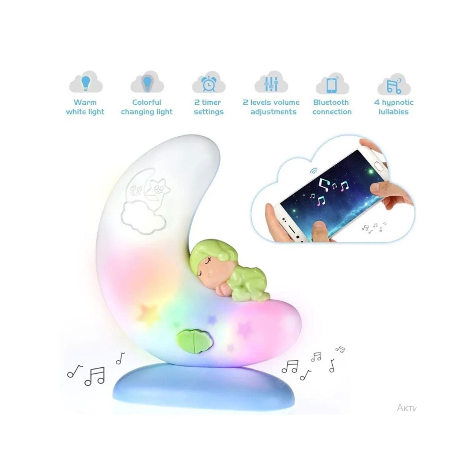 Babycim Bluetooth Özellikli Işıklı Ve Sesli Uyku Arkadaşım Ay Dede Mavi