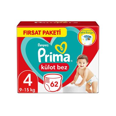 Prima Bebek Bezi Külot Bez Fırsat Paketi Maxi 4 Beden 62'li 