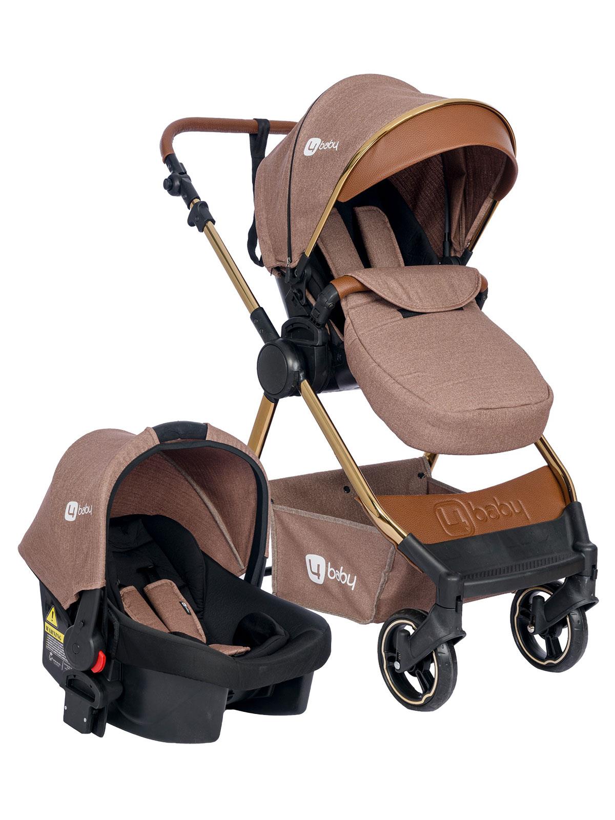 4 Baby Bagi Premium Gold Travel Sistem Bebek Arabası Kahverengi