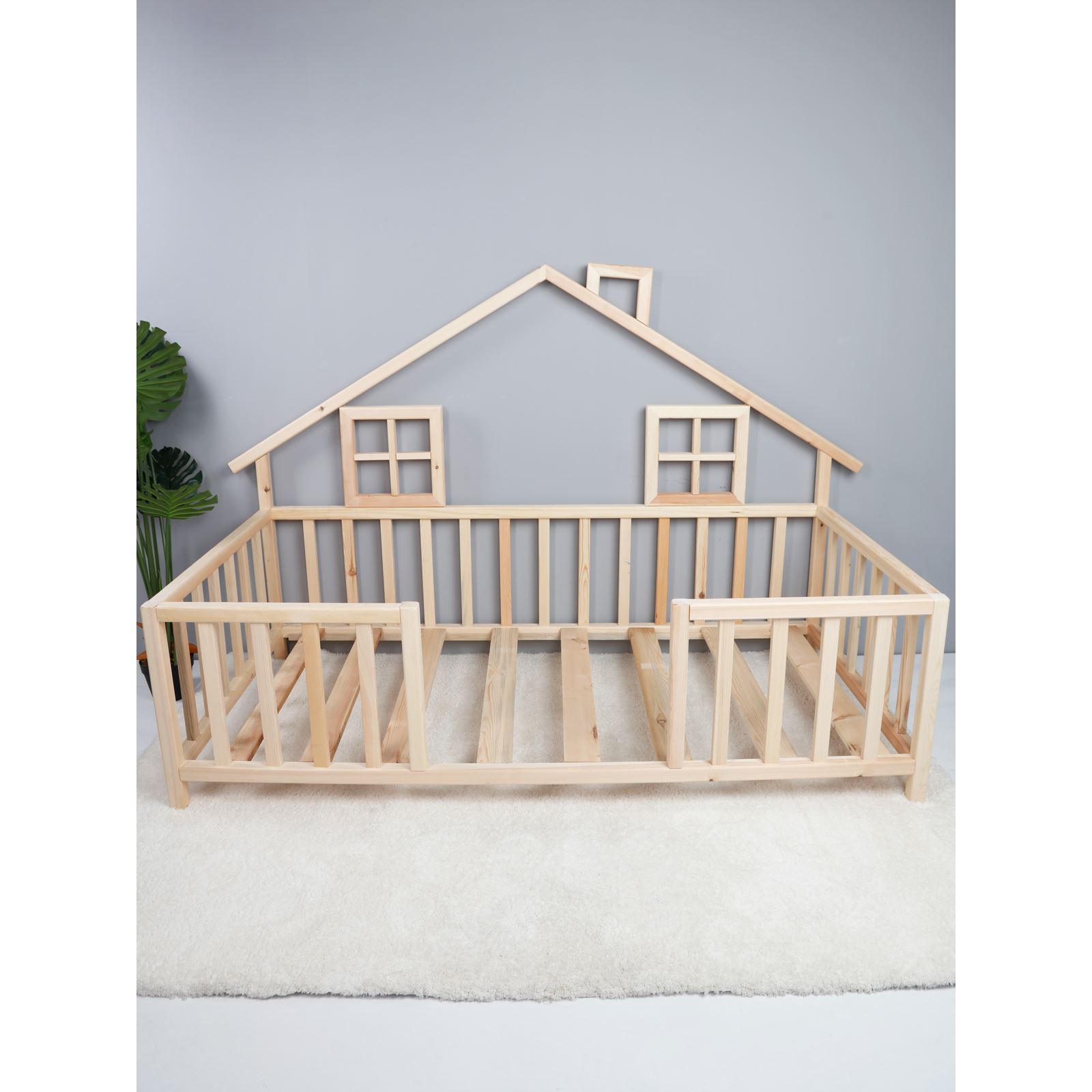 Kujju Montessori Sırtı Çatılı Çam Yatak 90x190 cm