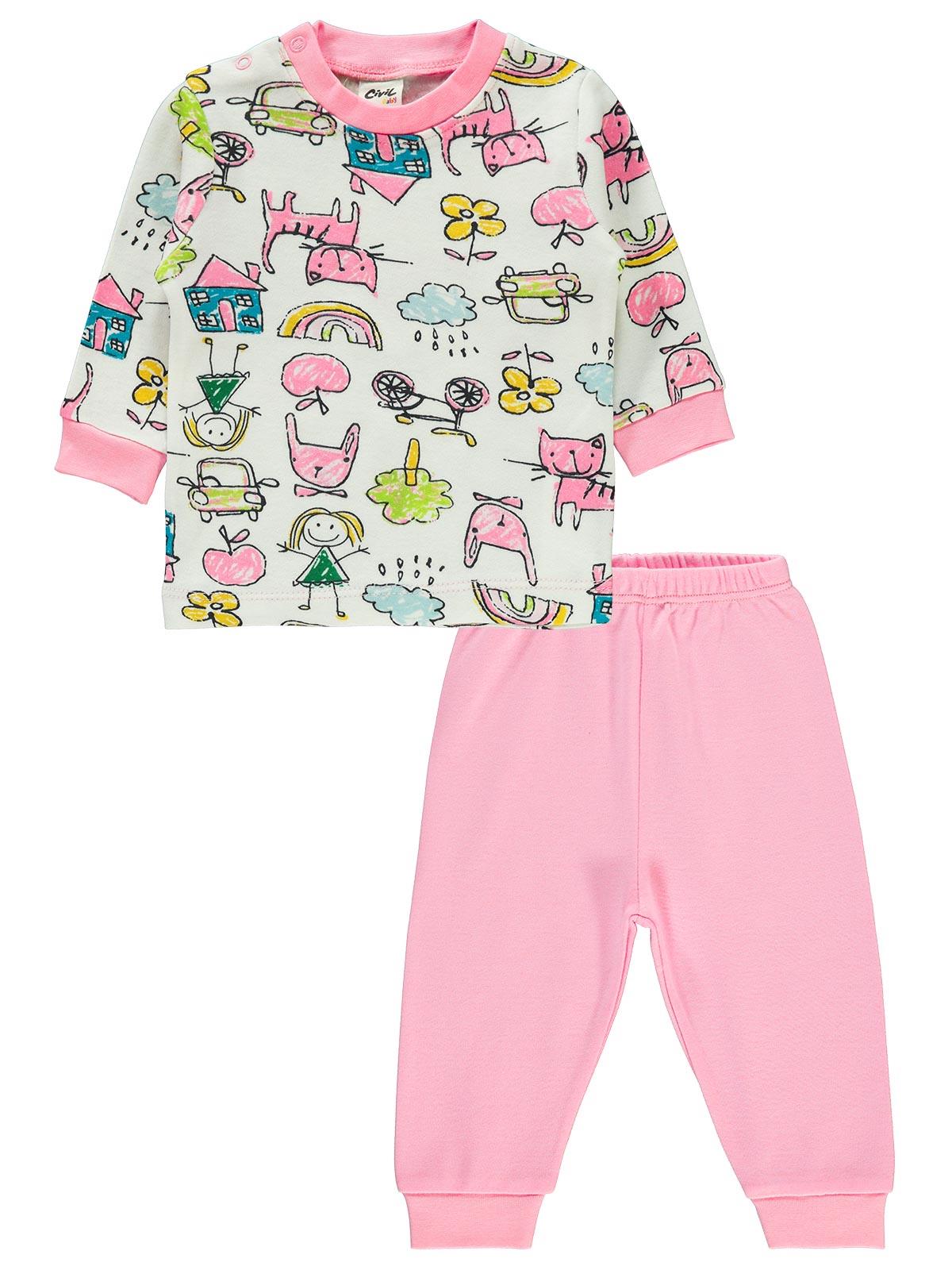 Civil Baby Kız Bebek Pijama Takımı 1-9 Ay Pembe