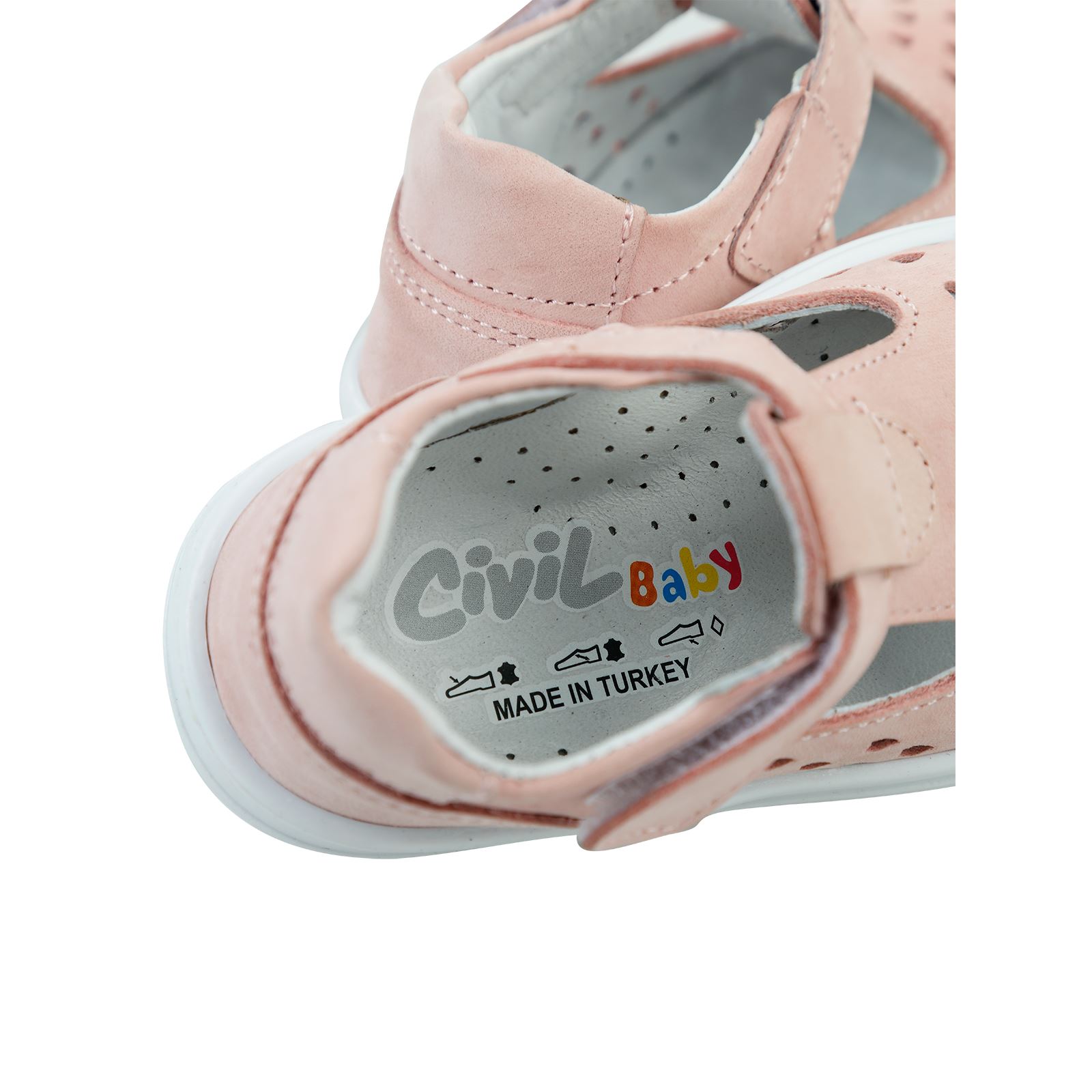 Civil Baby Kız Bebek Deri İlkadım Ayakkabısı 19-21 Numara Pudra