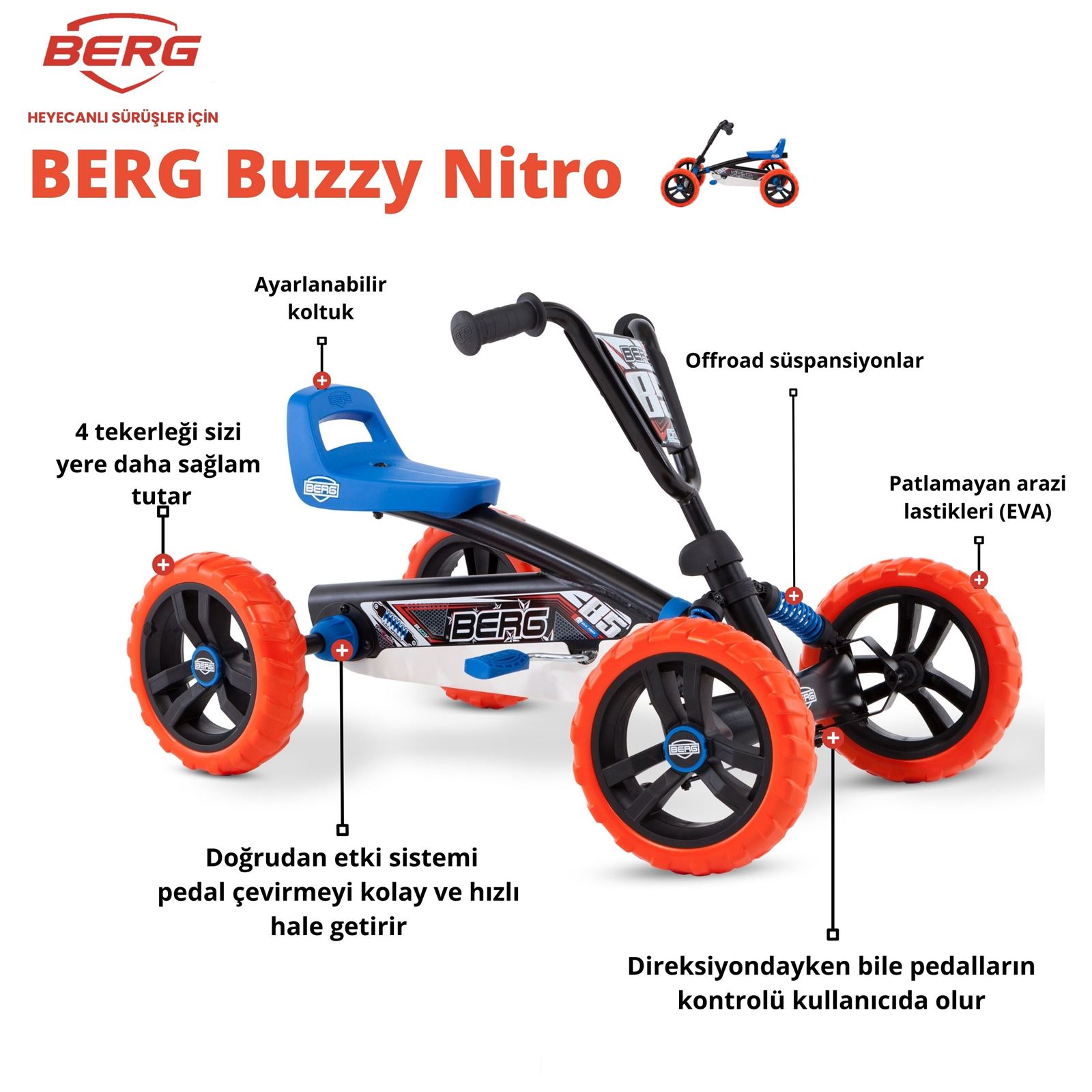 Berg Biky Buzzy Nitro Go-Kart Mavi