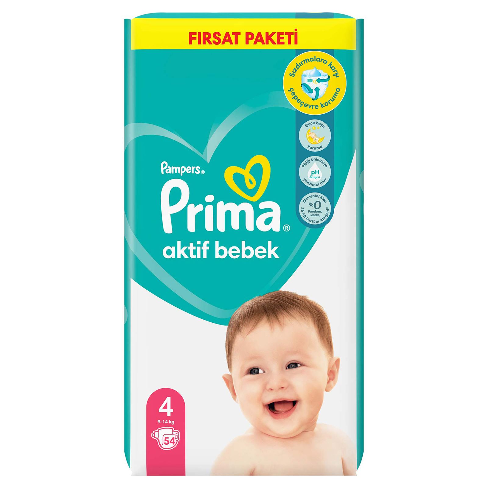Prima Bebek Bezi Aktif Bebek 4 Beden Maxi 54 Adet Fırsat Paketi