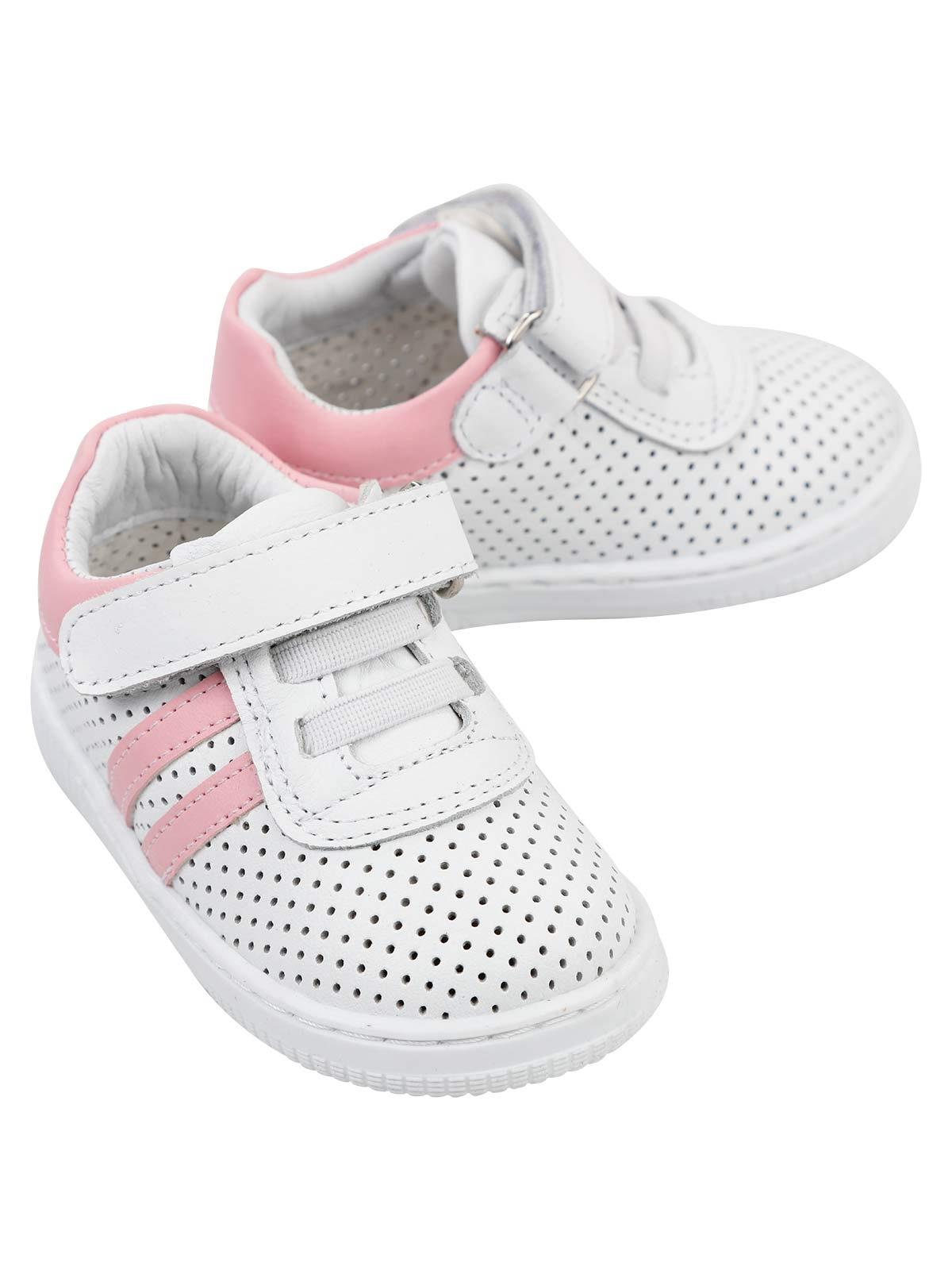 Baby Force Kız Bebek Deri İlkadım Ayakkabısı 19-22 Numara Beyaz-Fuşya