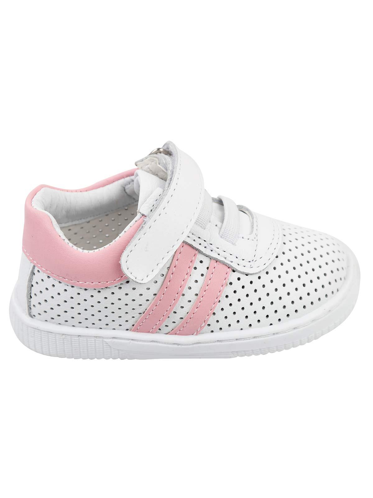 Baby Force Kız Bebek Deri İlkadım Ayakkabısı 19-22 Numara Beyaz-Fuşya
